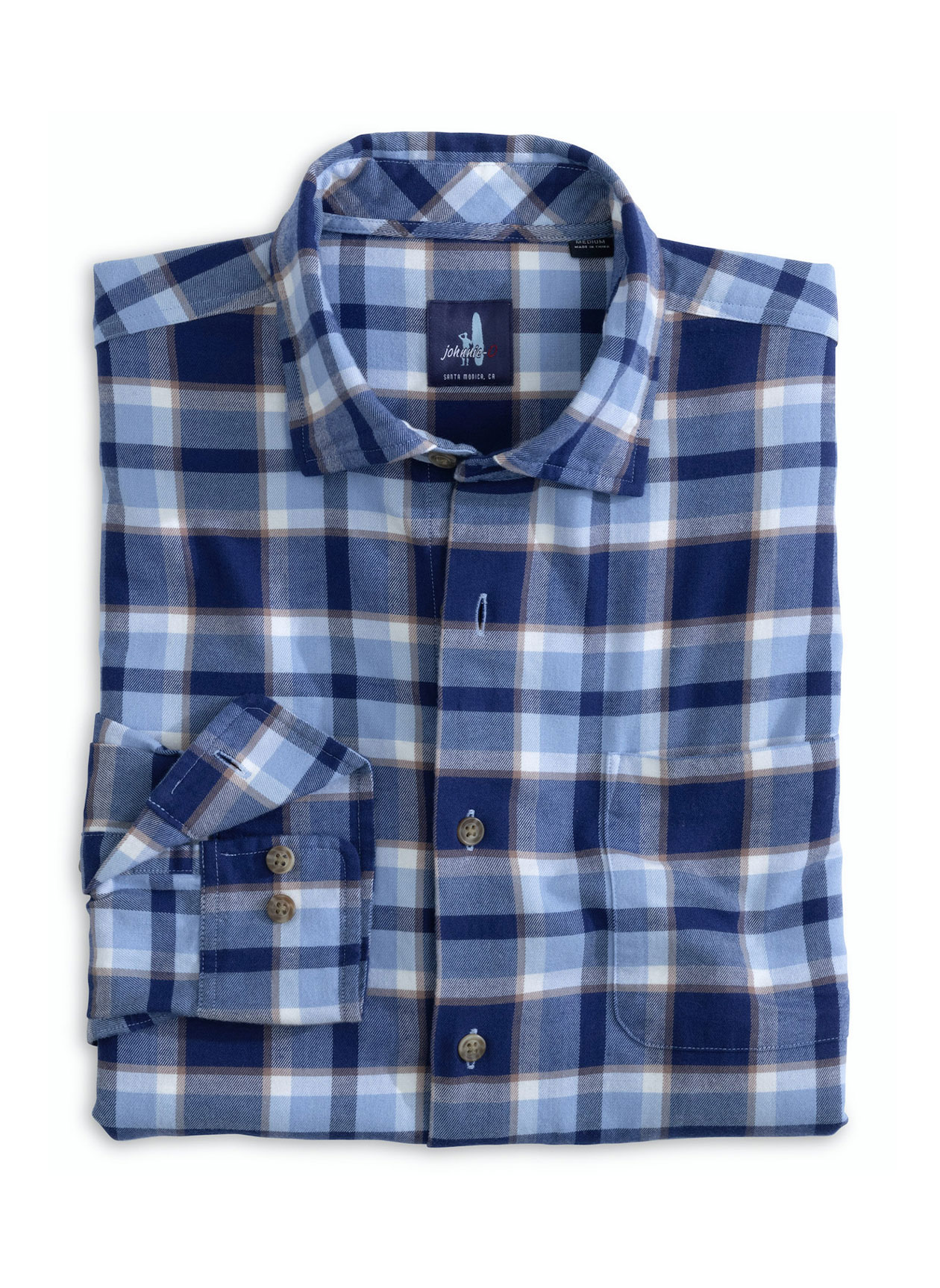 Johnnie-O Nelson Button Down Shirt Mens store XL Wake Blue Plaid Long Sleeve New $128