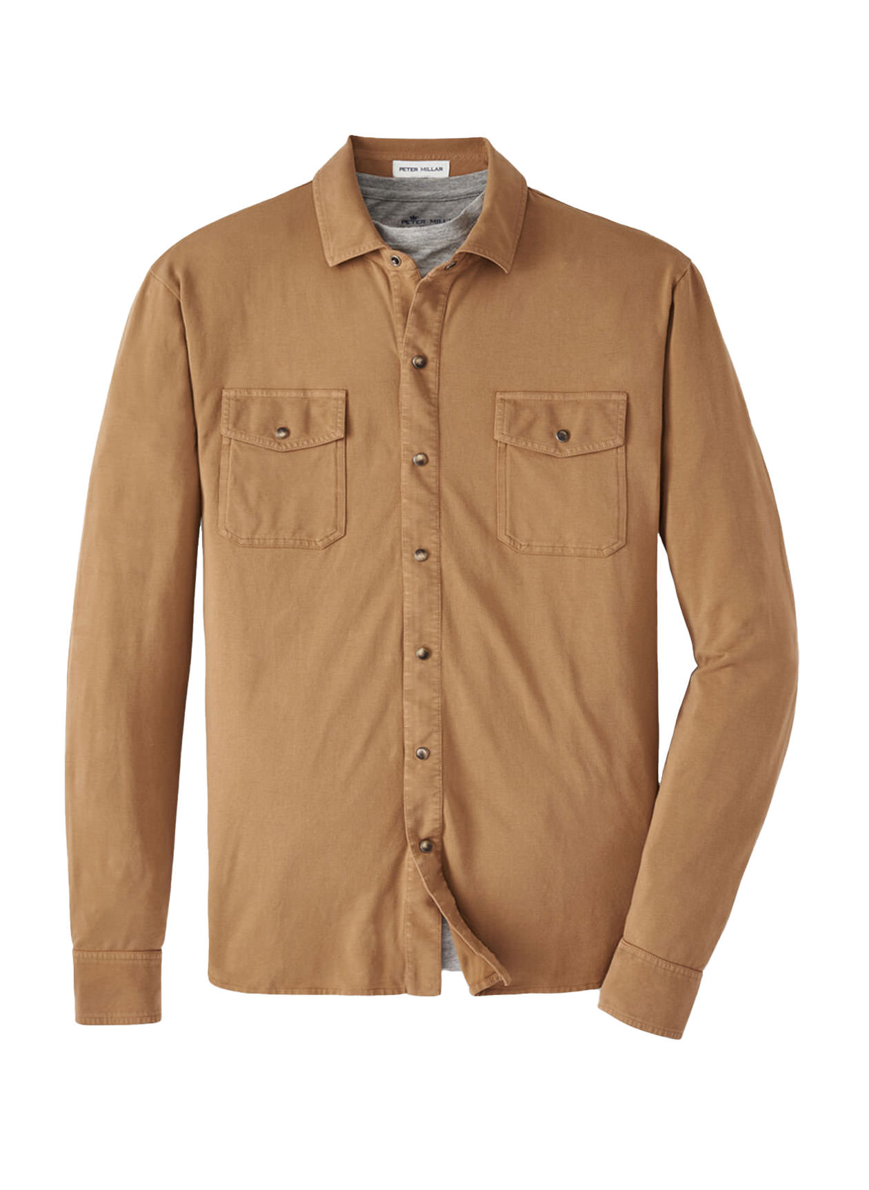Embroidered Peter Millar Men's Turbinado Lava Wash Snap Front Shirt