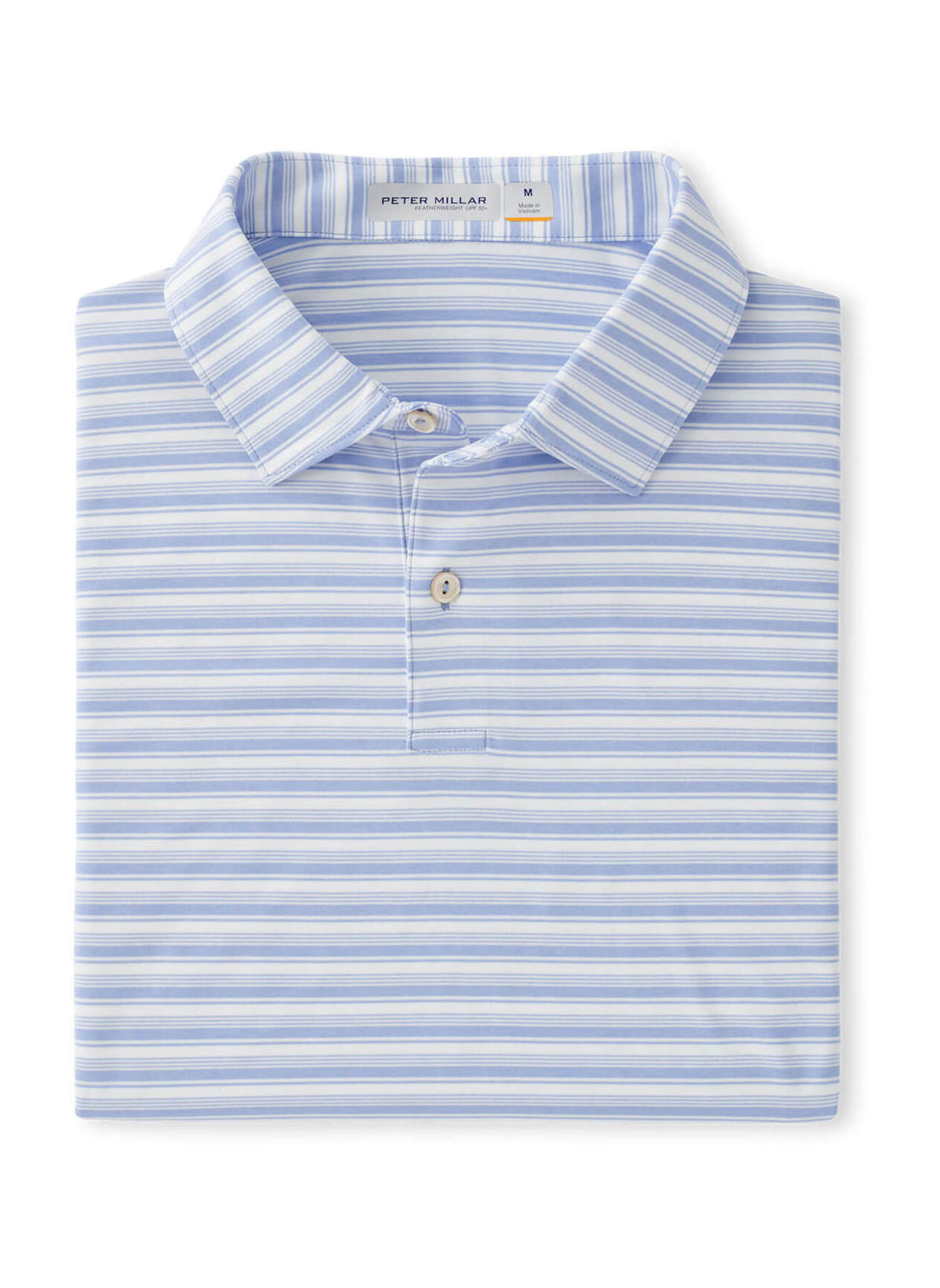 Men s Peter Millar Iris Moon Featherweight Melange Stripe Polo Peter Millar