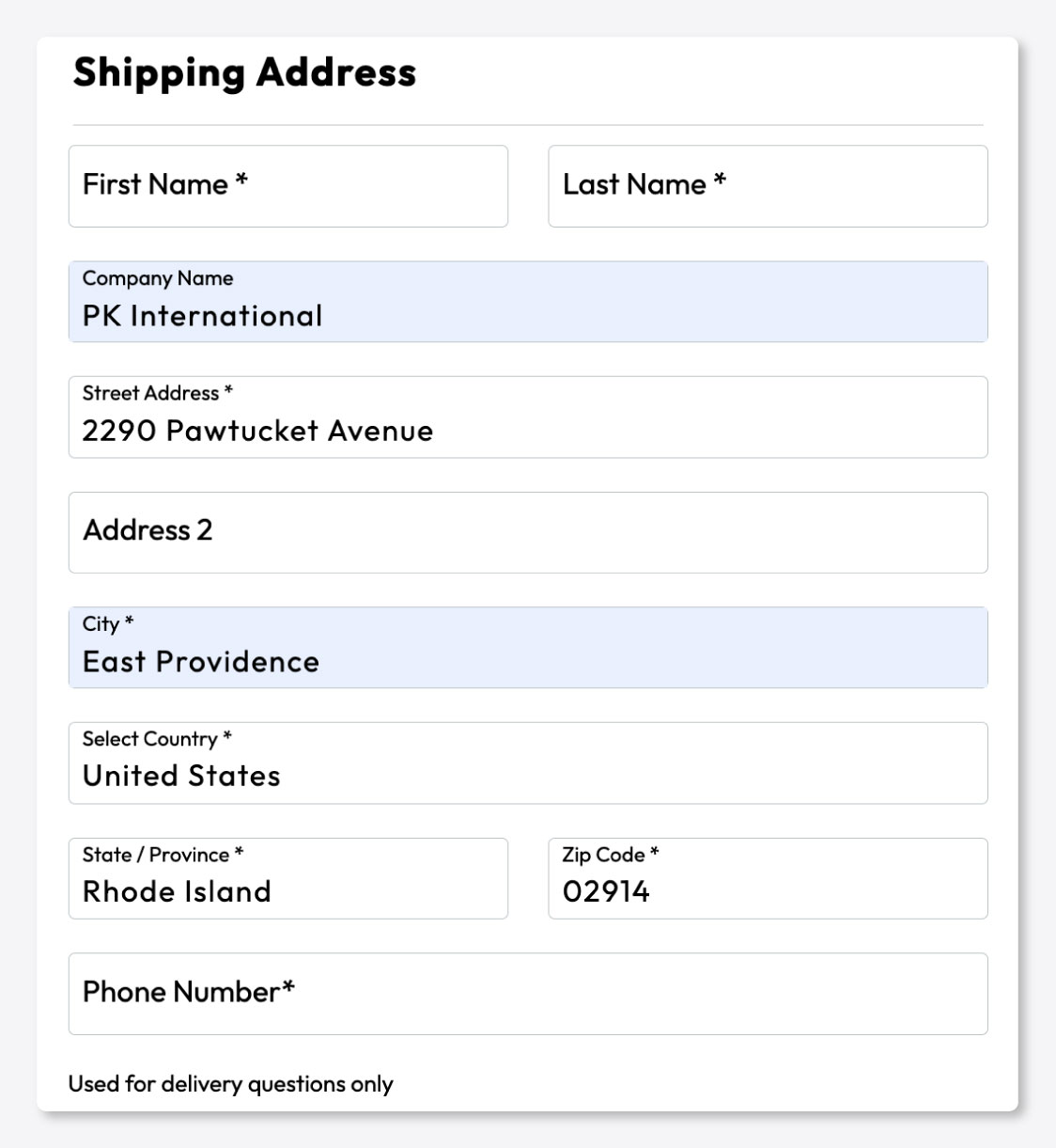 Shipping Address 