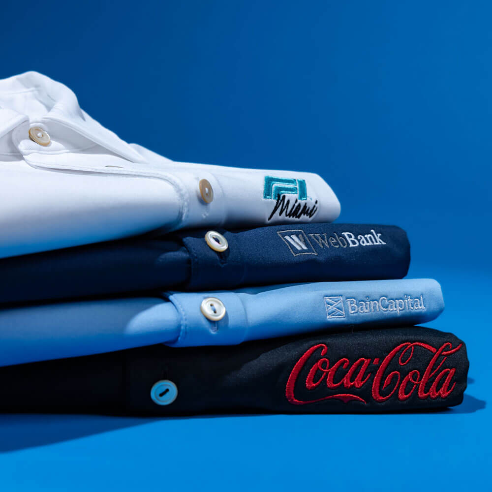 Custom Polo Shirts. Embroidered shirts and apparel. Custom Peter Millar.