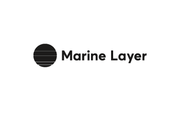 Custom Marine Layer display of branded corporate apparel, including customized clothing and accessories.