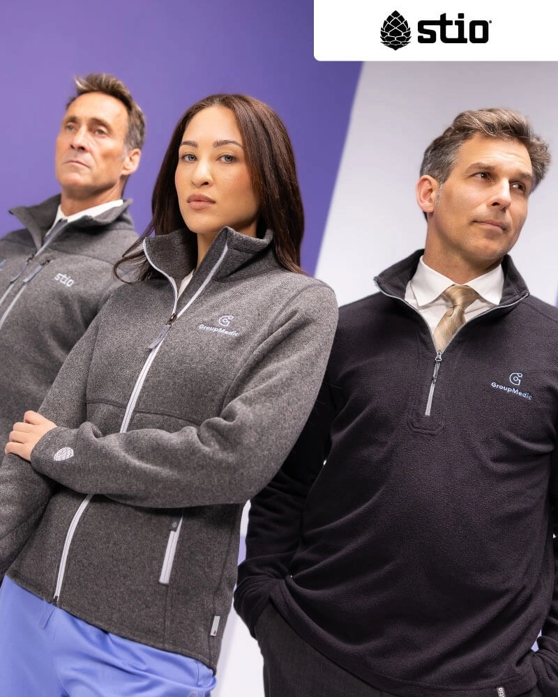 Customize trending Stio apparel for a modern take on healthcare uniforms, including premium custom medical jackets.