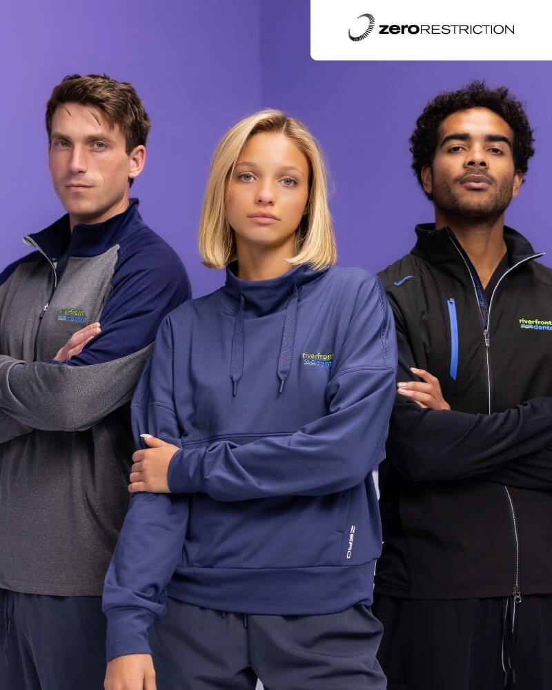 Zero Restriction custom healthcare uniforms for medical professionals and corporate executives.