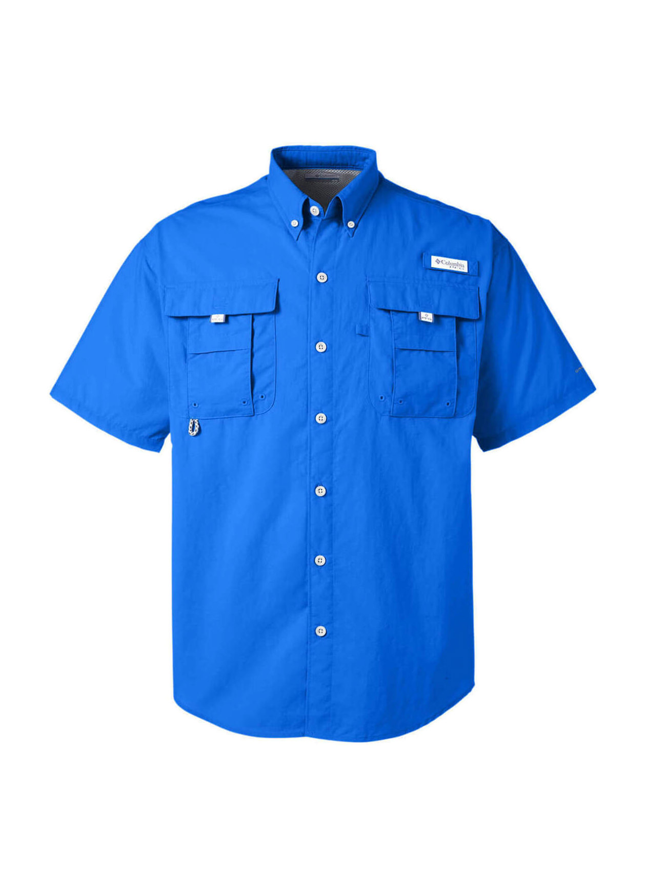 Columbia PFG Mens Large Blue Fishing Button Up Short Sleeve Shirt