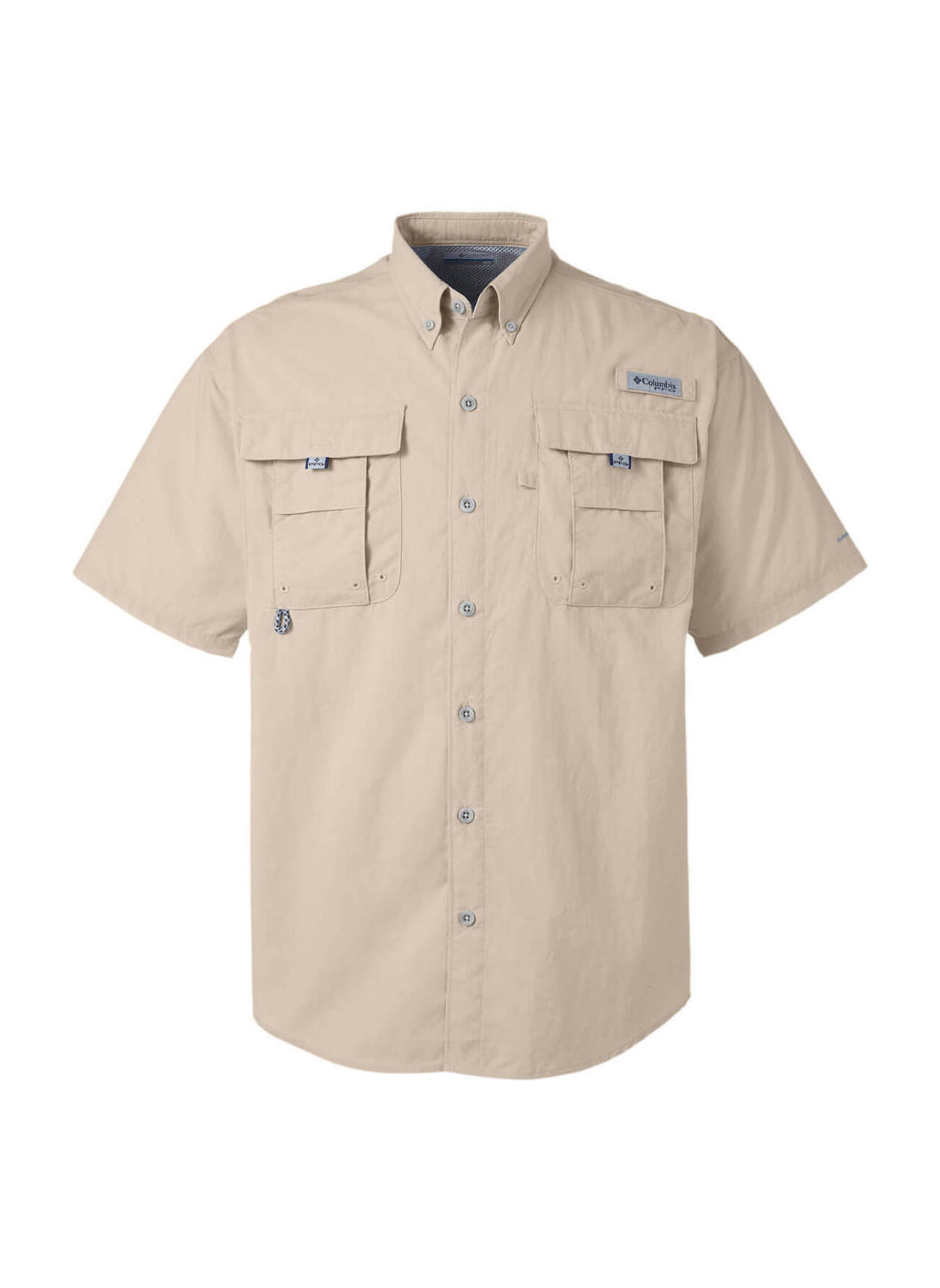 Columbia Shirt Mens Large Blue PFG Button Up Short Sleeve Embroidered Back  Vent