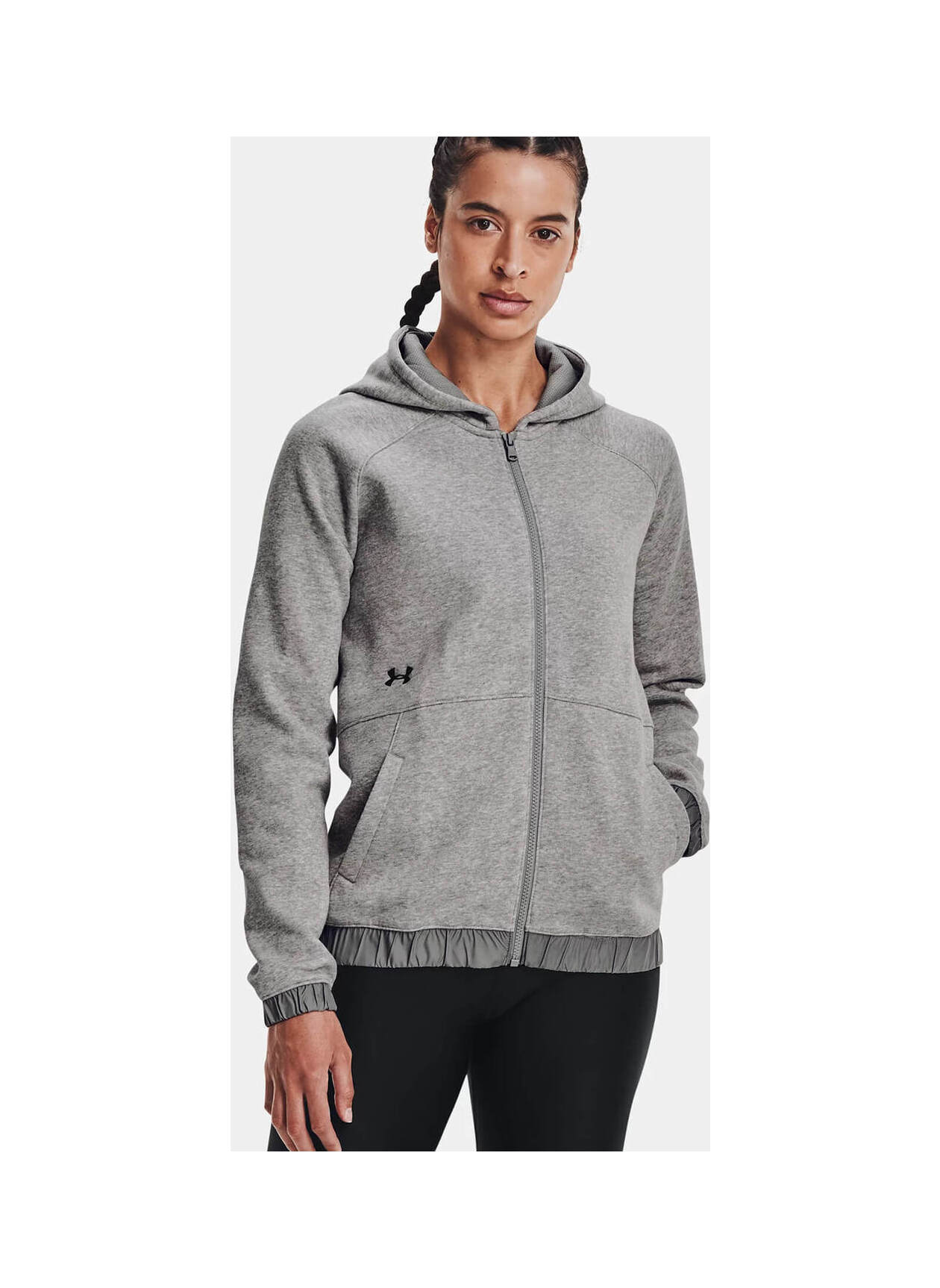 Under Armour Hustle Full-Zip Hooded Sweatshirt True Grey Heather / Black  Women's 1351229