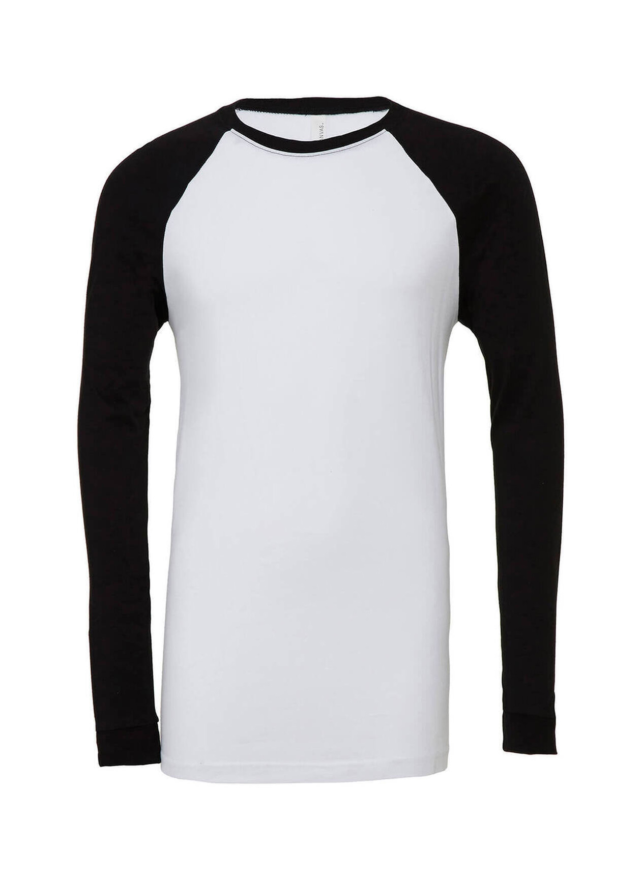 Bella + Canvas Men's White / Black Jersey Long-Sleeve Baseball T-Shirt
