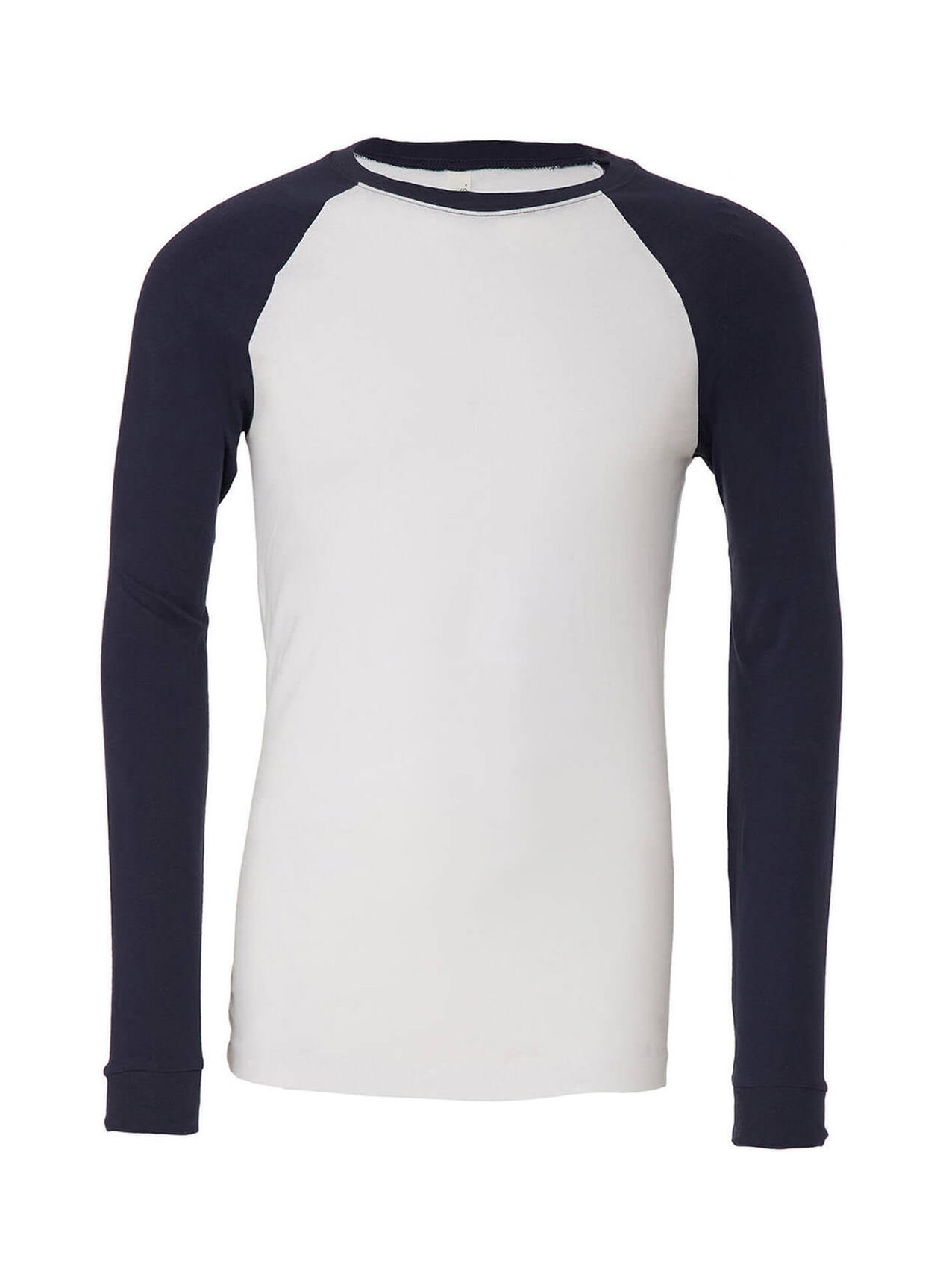 Bella + Canvas Men's White / Navy Jersey Long-Sleeve Baseball T-Shirt