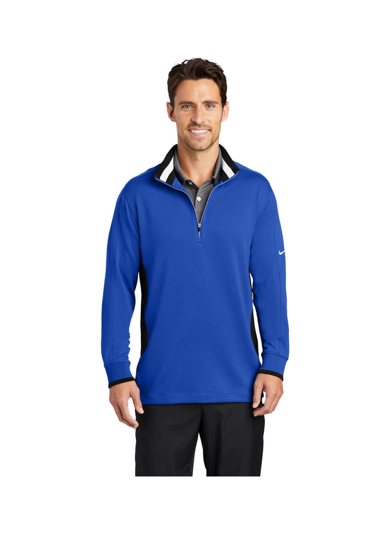 Nike Game Royal / Black Men's Dri-FIT Striped Collar Half-Zip | Nike