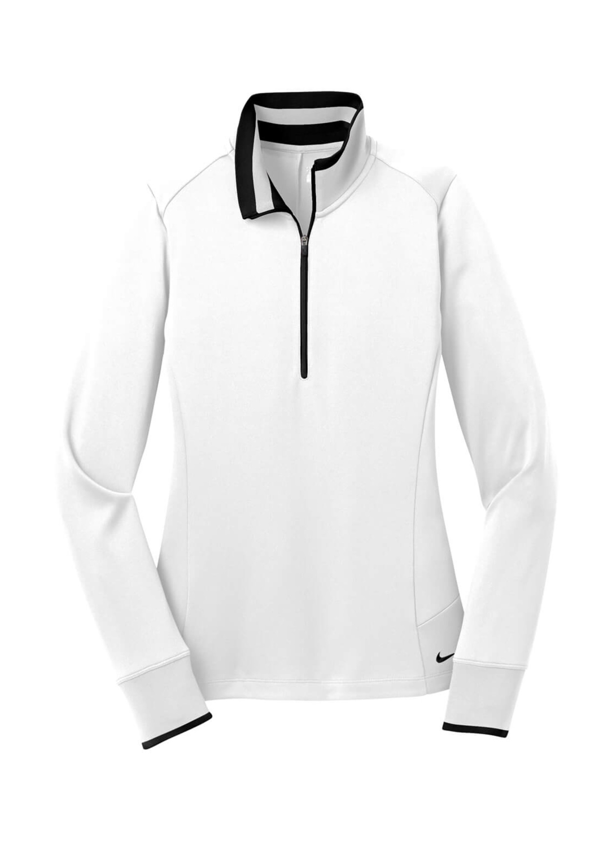 Customized Nike Women's White / Black Dri-FIT Half-Zip | Embroidered ...