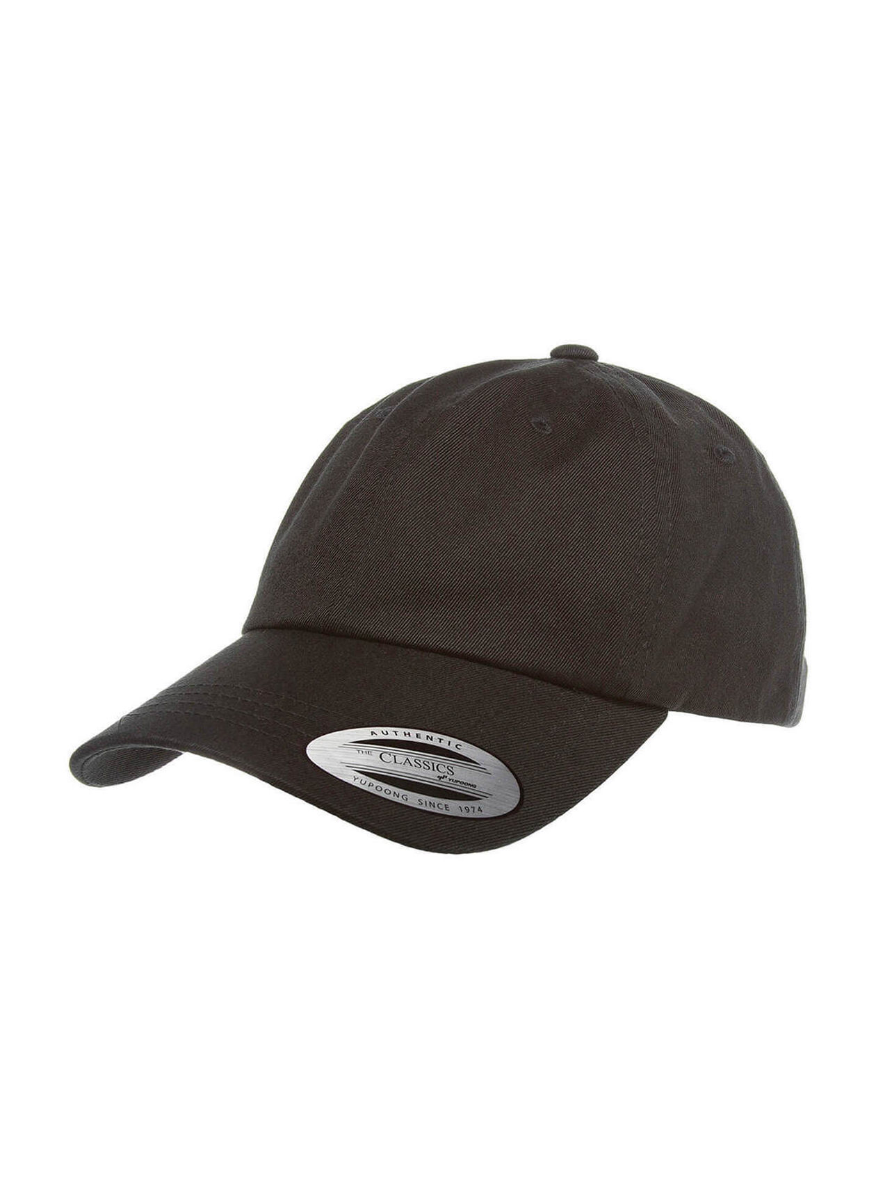 Yupoong Black Low-Profile Cotton Twill Dad Hat