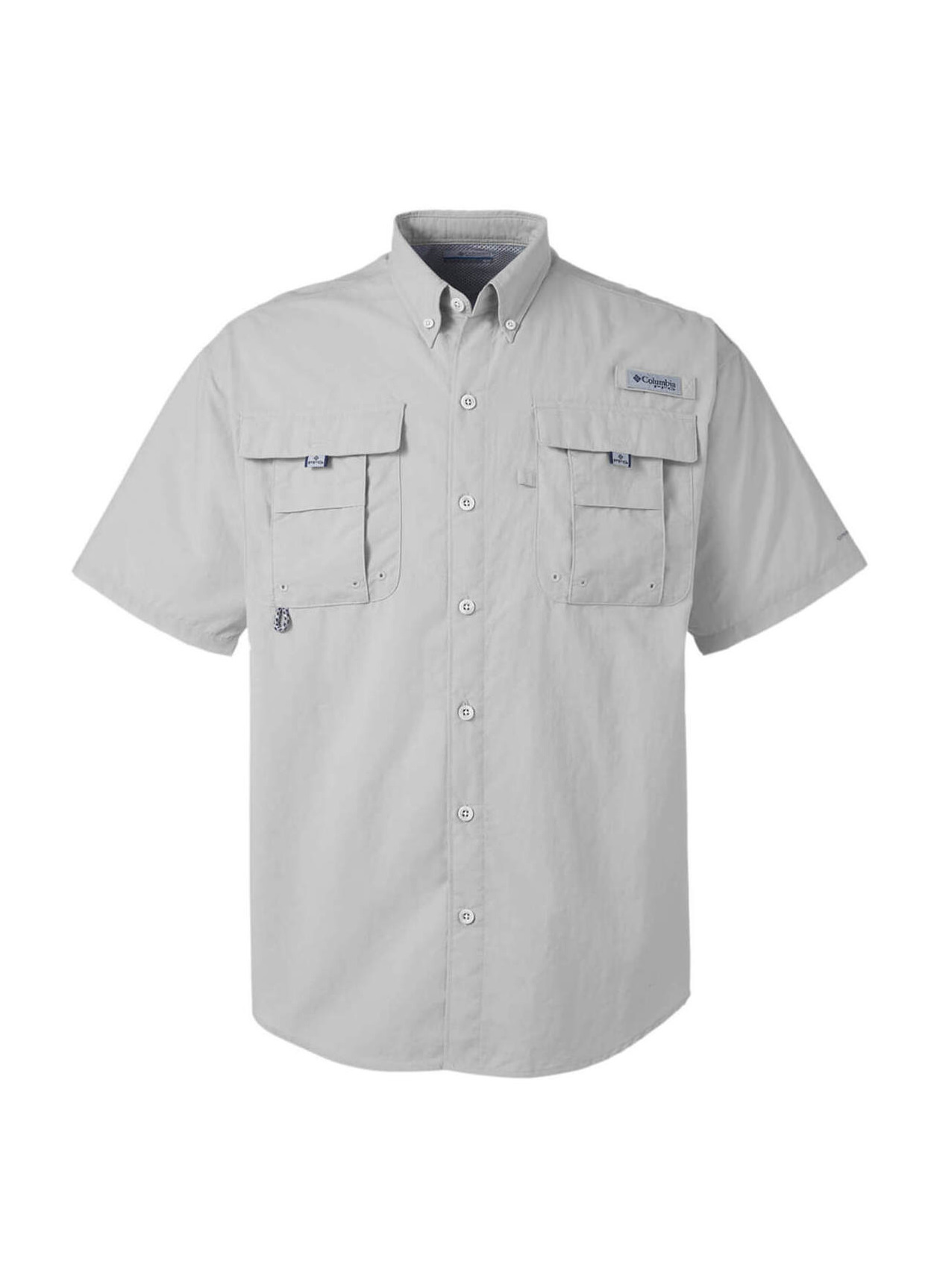 Business Logo Columbia Men's Cool Grey Bahama Short-Sleeve Shirt