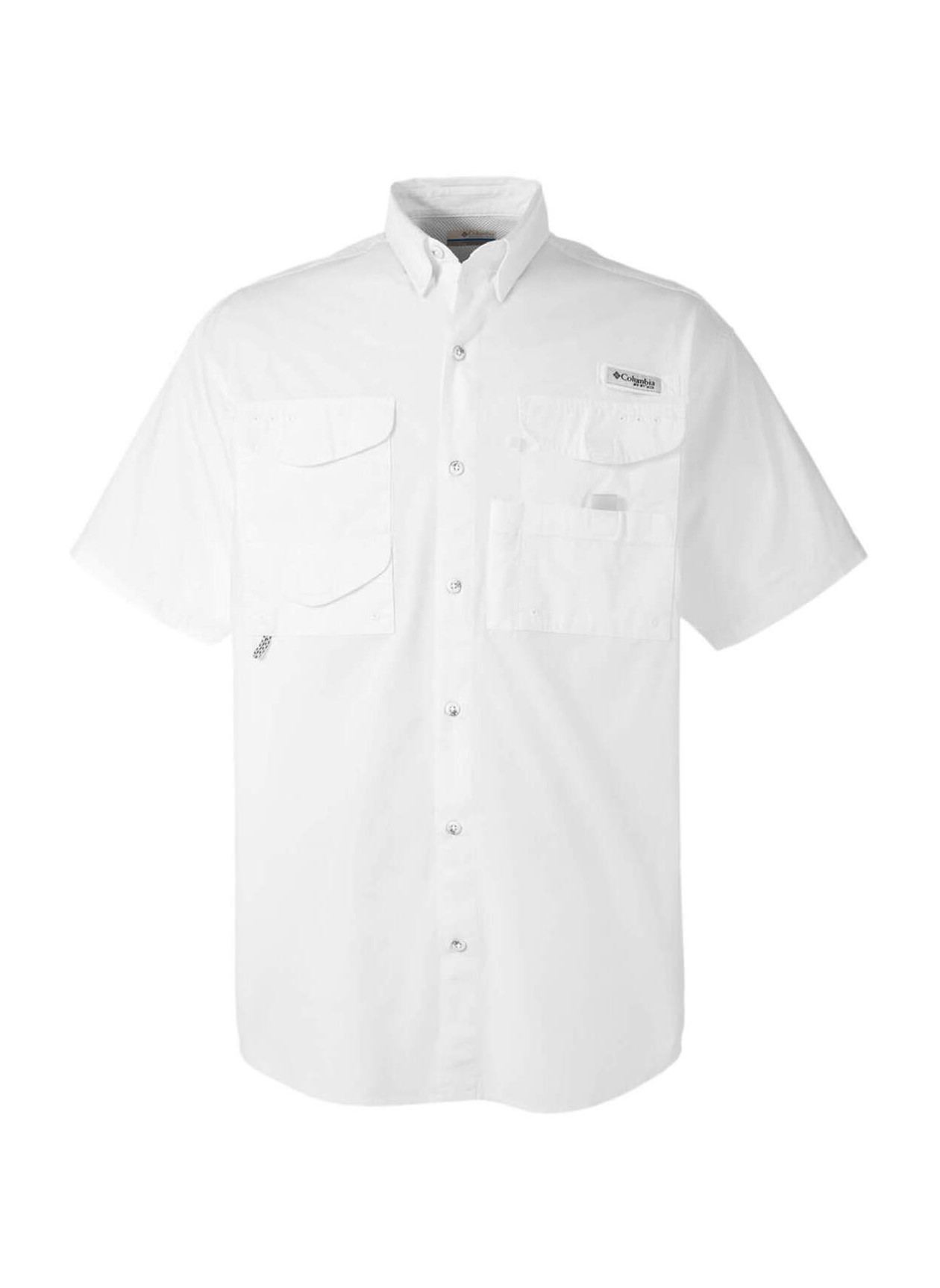 Embroidered Work Shirts Columbia Men's White Bonehead Short-Sleeve Shirt