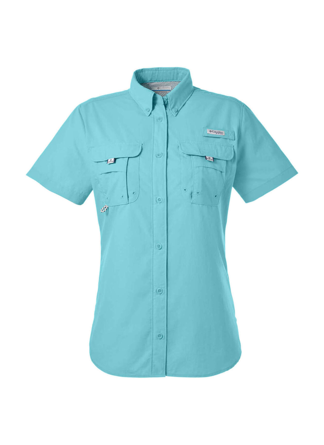 Custom Columbia Mens Bahama Short-Sleeve Shirt, Gulf Stream