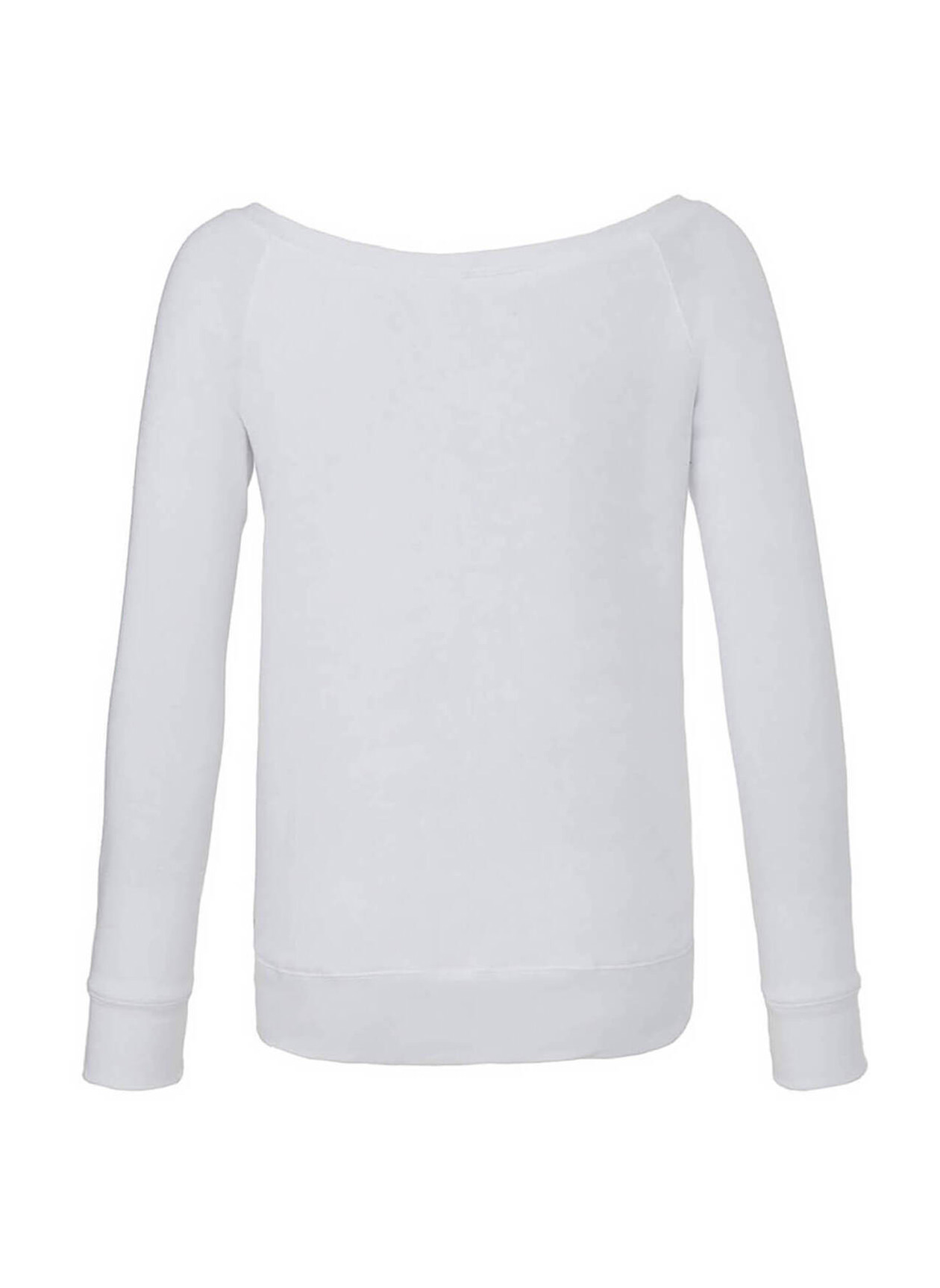 Bella + Canvas Women's Solid White Triblend Sponge Fleece Wide Neck Sweatshirt