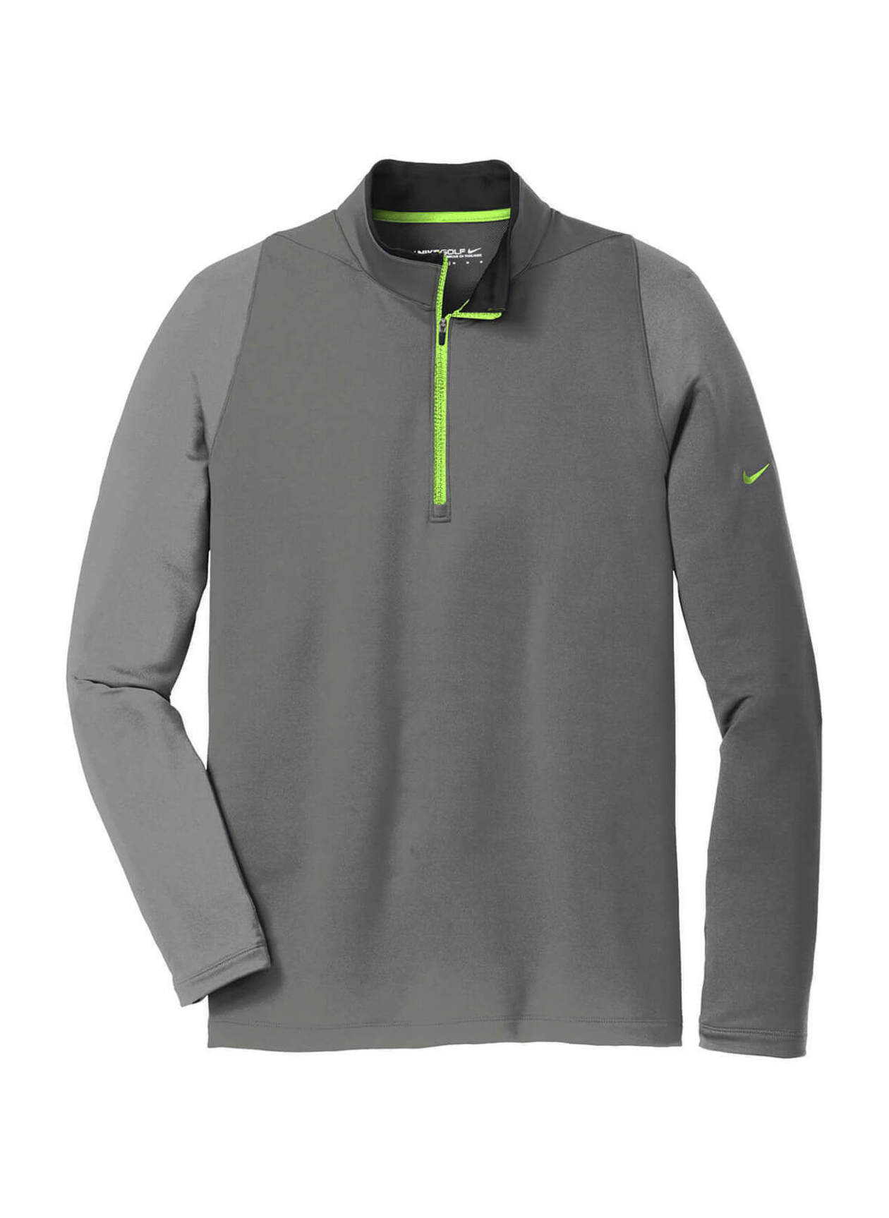 Nike Men's Dark Grey-Cool Grey-Volt Dri-FIT Stretch Half-Zip