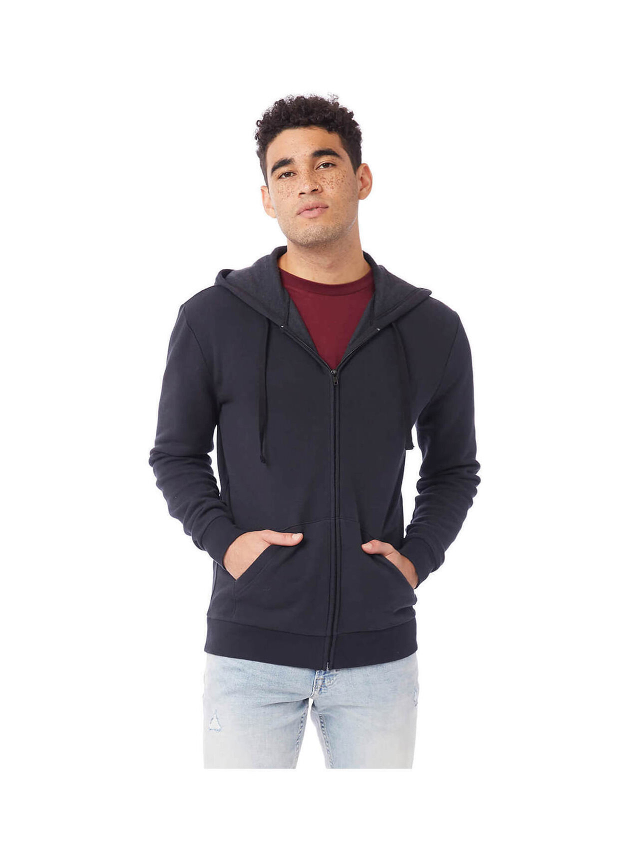 Alternative Men's Hoodie, Eco-Cozy Fleece Full-Zip Hooded Sweatshirt