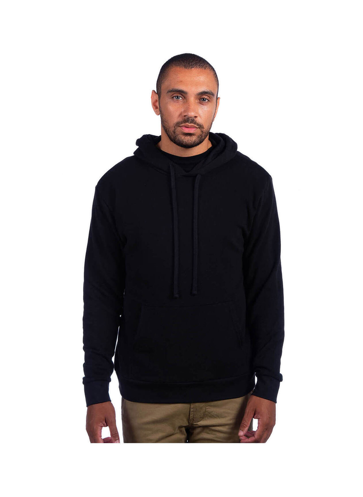 Next Level Men's Black Unisex Sueded French Terry Pullover Hoodie