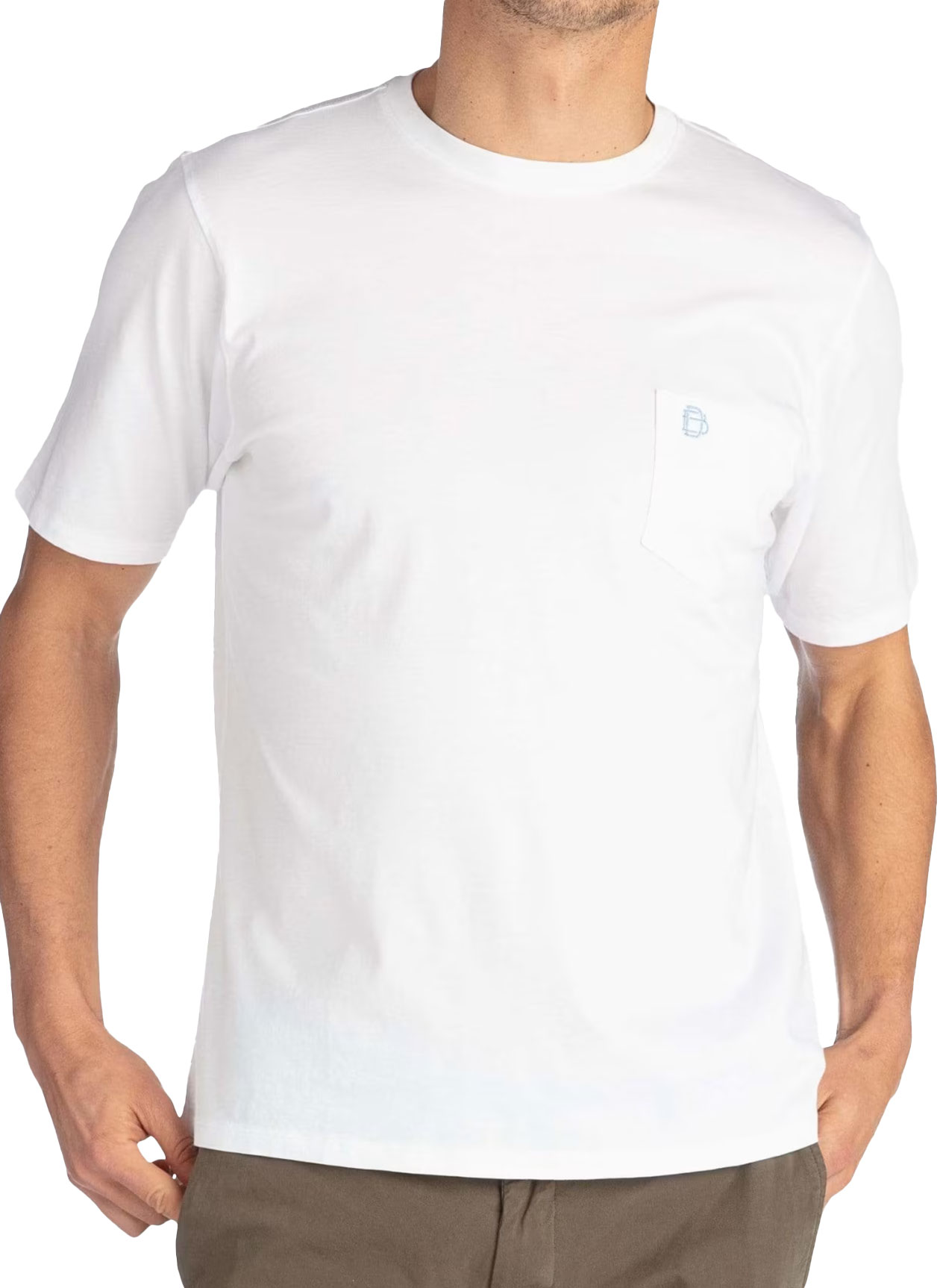B Draddy Men's White Dewey Pocket T-Shirt
