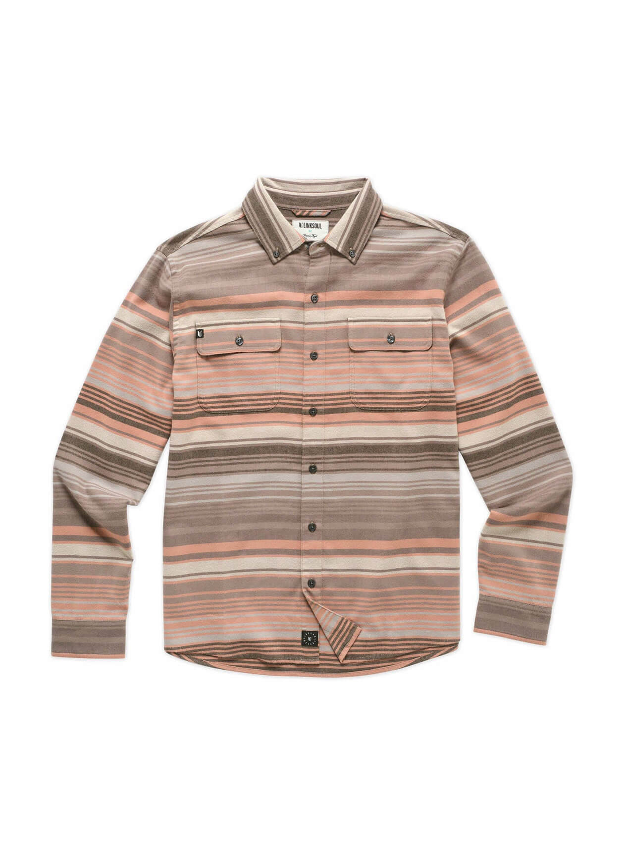 Linksoul Men's Coral Baja Stripe Fairbanks Flannel Shirt
