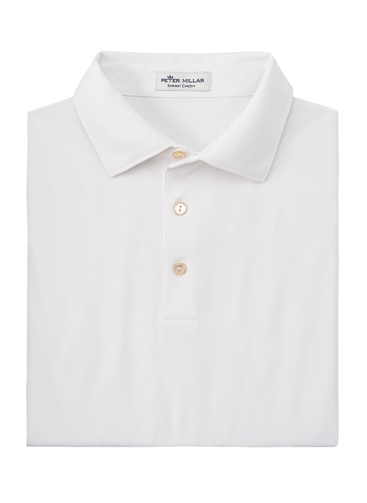 Custom Peter Millar Men's White Solid Stretch Polo | Embroidered Polo ...