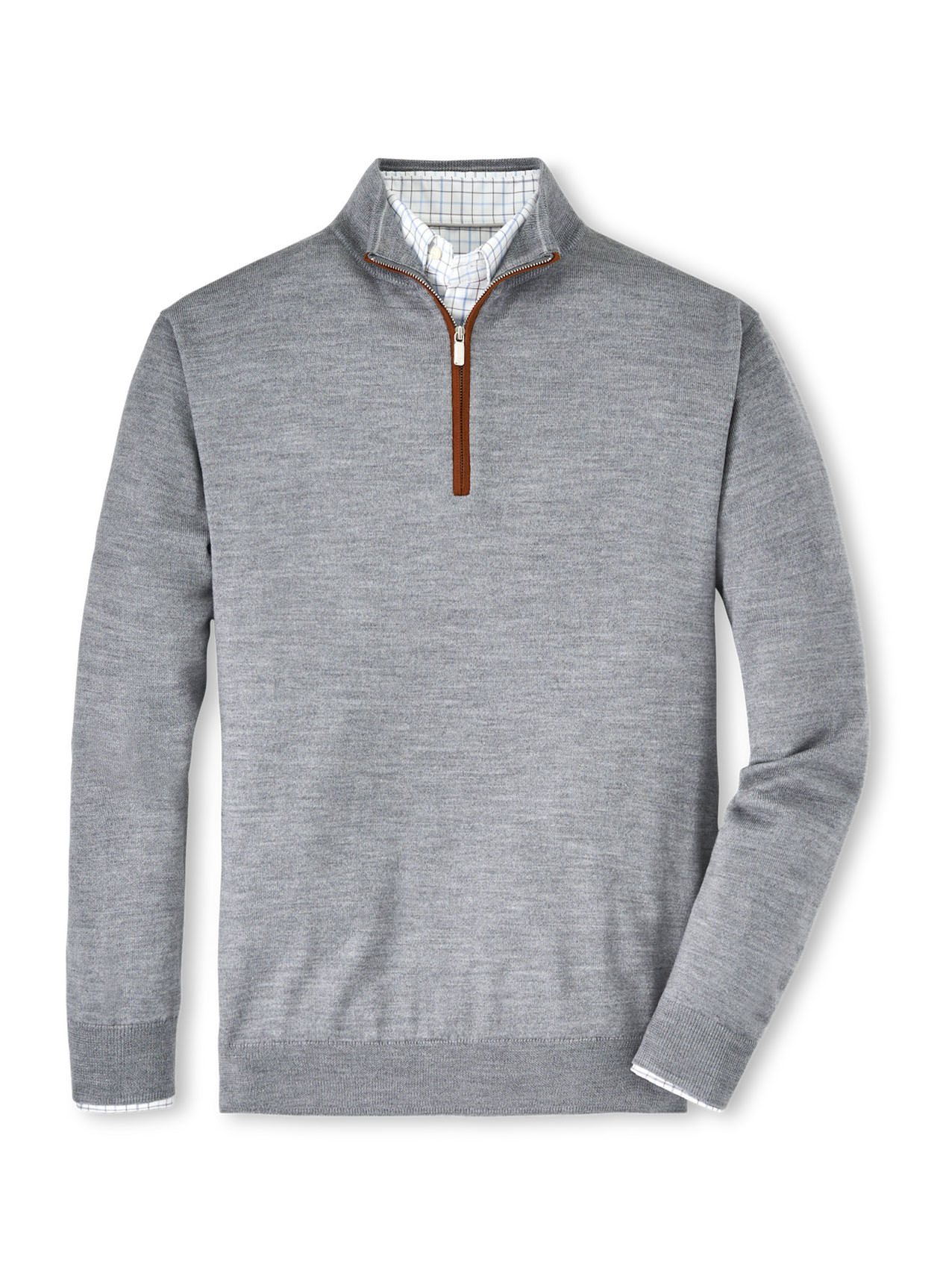 Peter Millar Men's British Grey Autumn Crest Suede Trim Quarter-Zip