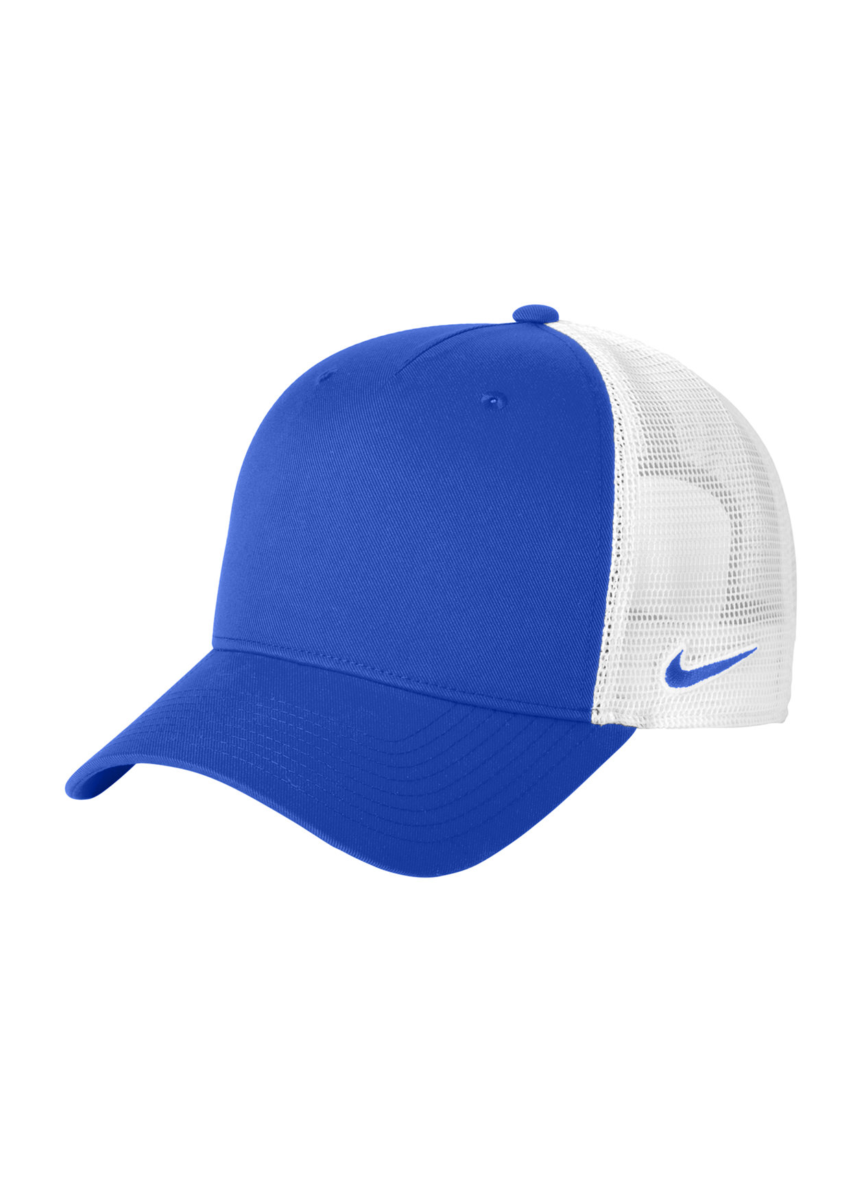 Embroidered Nike Game Royal/White Snapback Mesh Trucker Cap | Company Hats