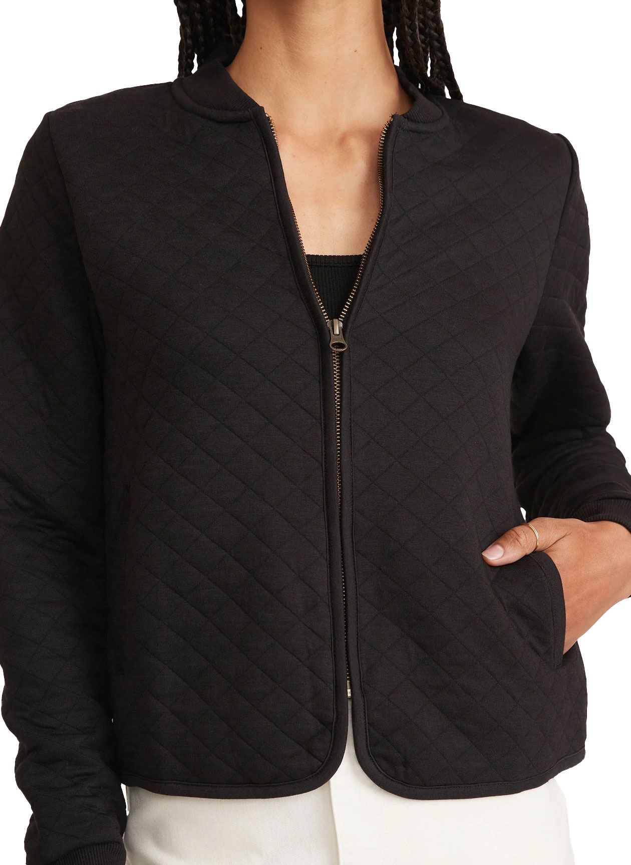 Marine Layer Women's Black Corbet Quilted Bomber Jacket