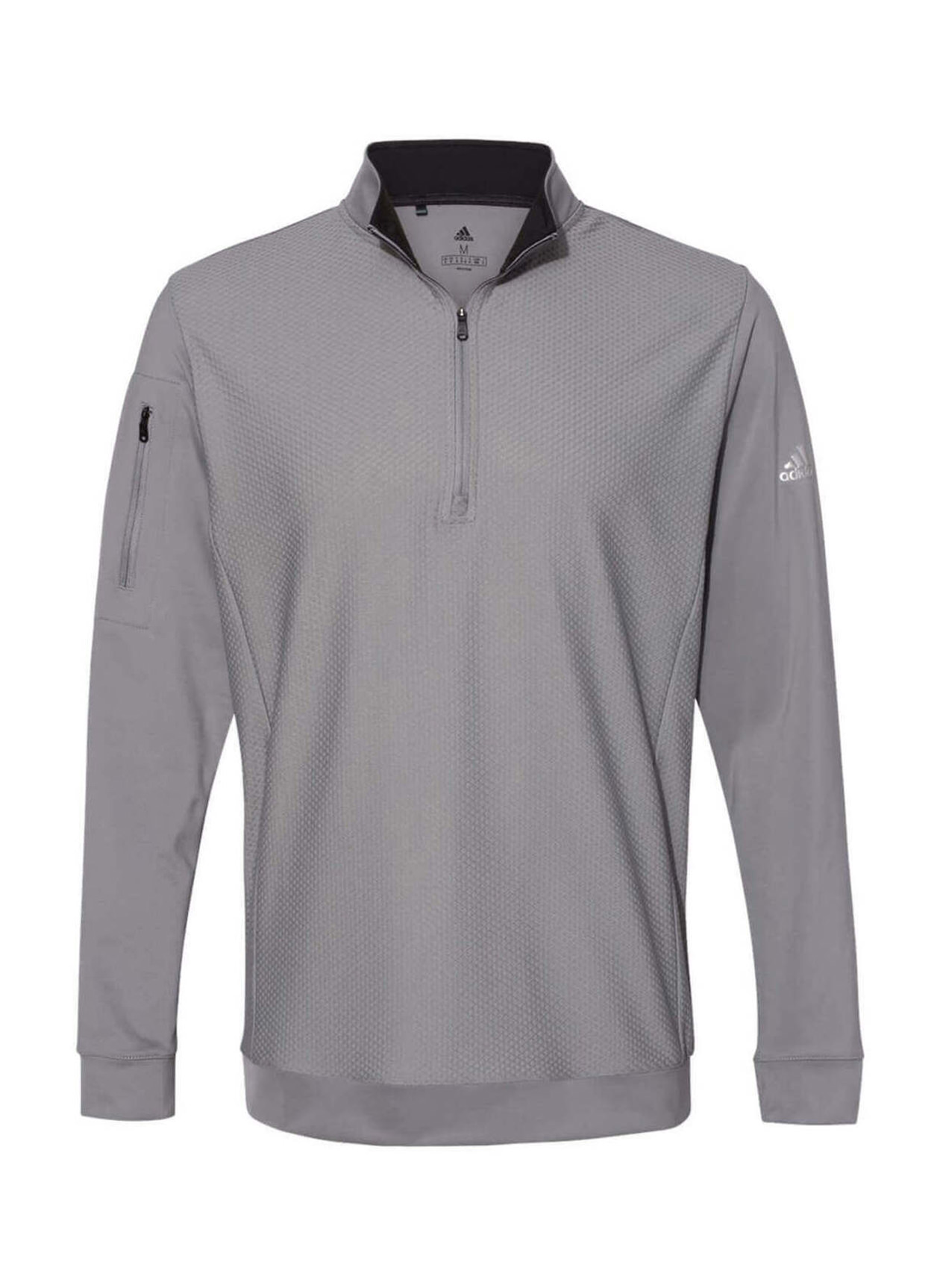 Embroidered Adidas Men's Grey Three Performance Textured Quarter-Zip ...