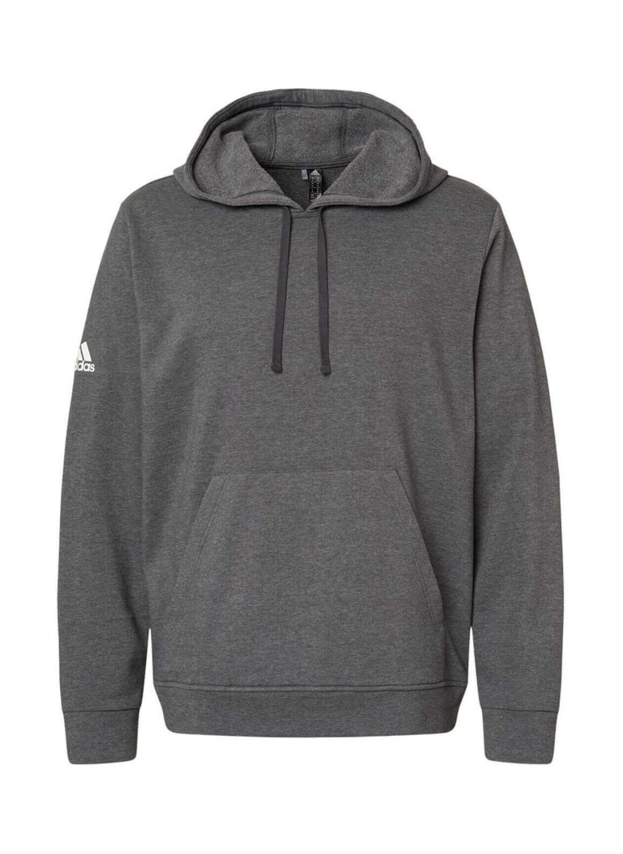 Adidas Men's Dark Grey Heather Fleece Hooded Sweatshirt