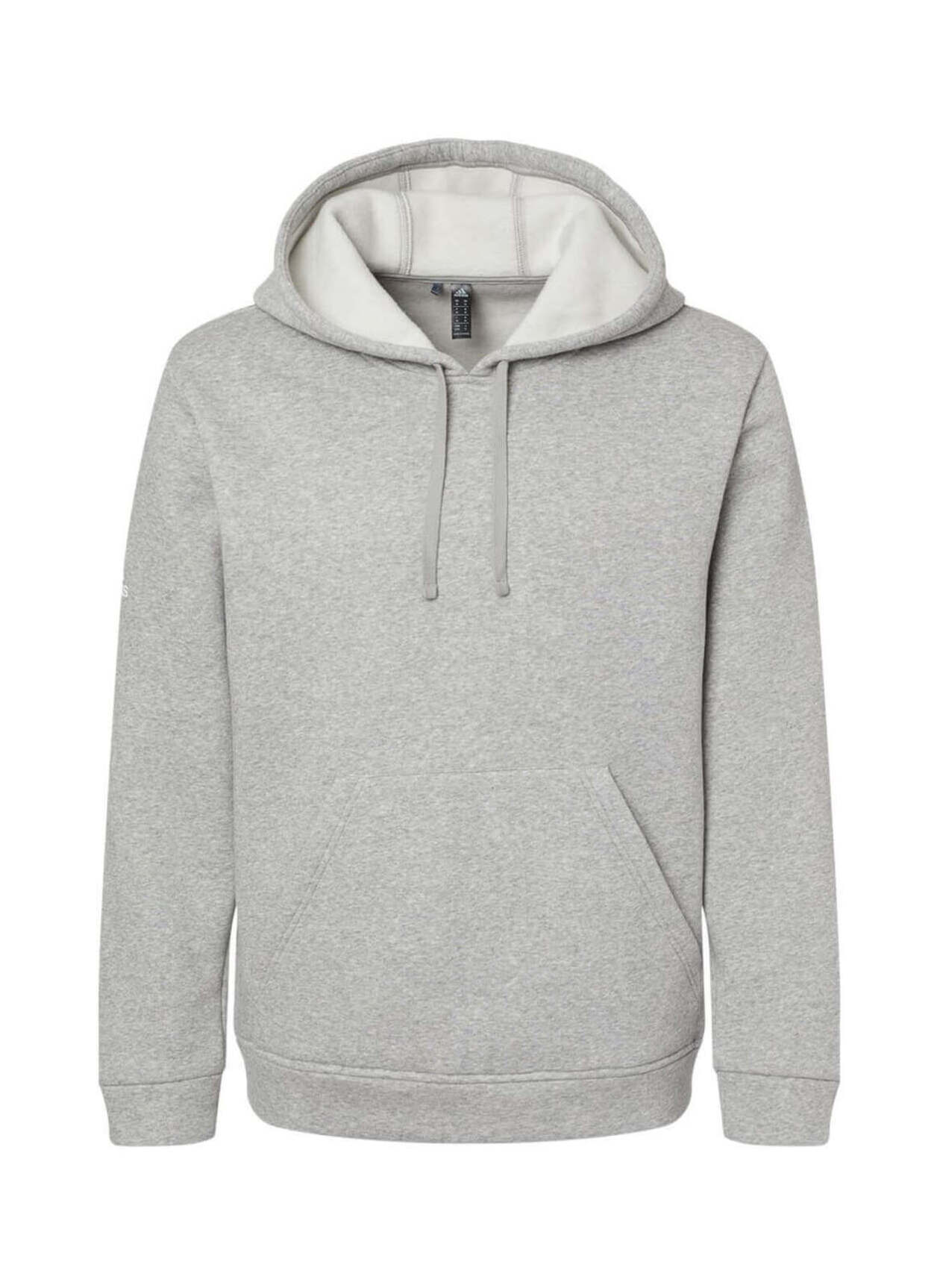 Adidas Men's Grey Heather Fleece Hooded Sweatshirt