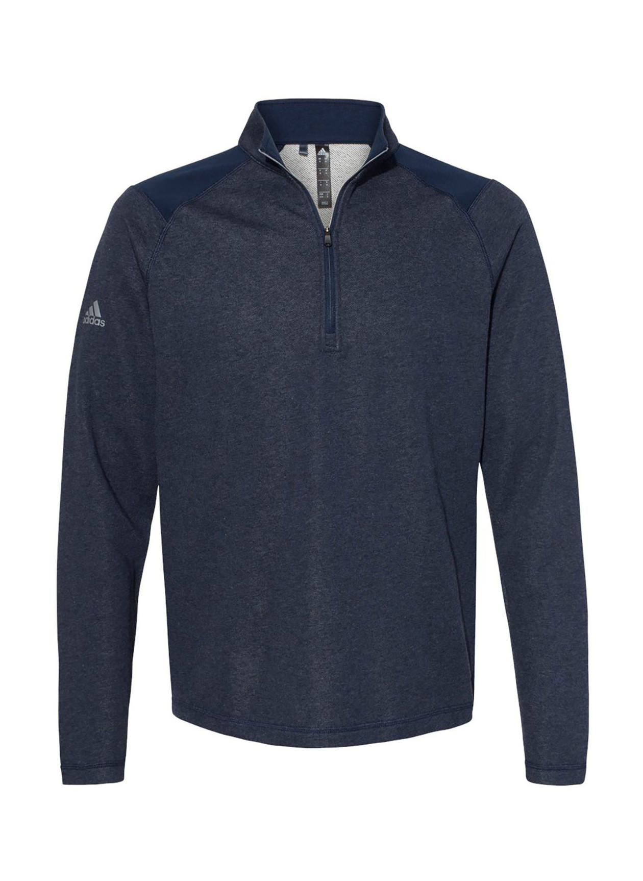 Adidas Heathered Quarter-Zip Pullover With Colorblocked Shoulders Men's Collegiate Navy Heather