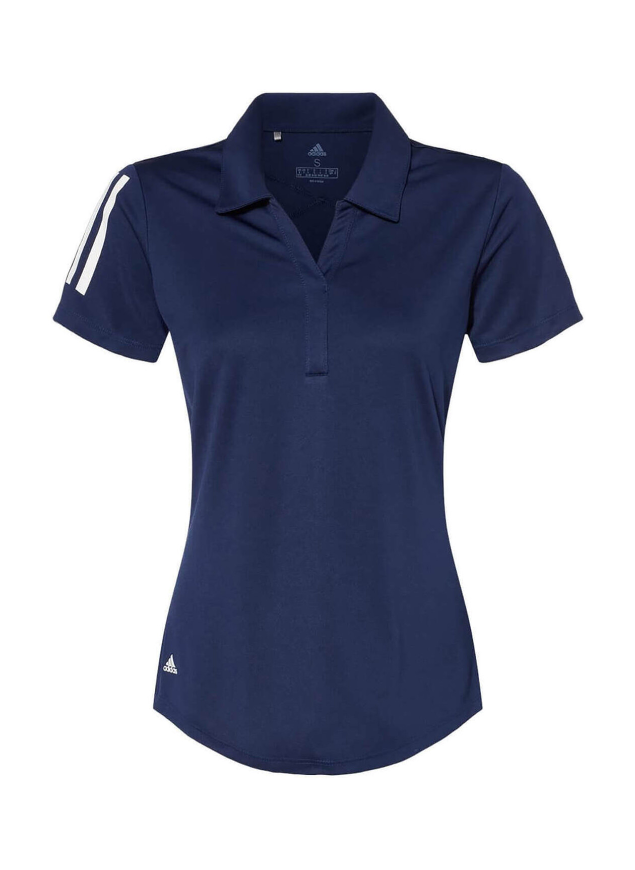 Adidas Women's Team Navy Floating 3-Stripes Polo | Custom Polo Shirts
