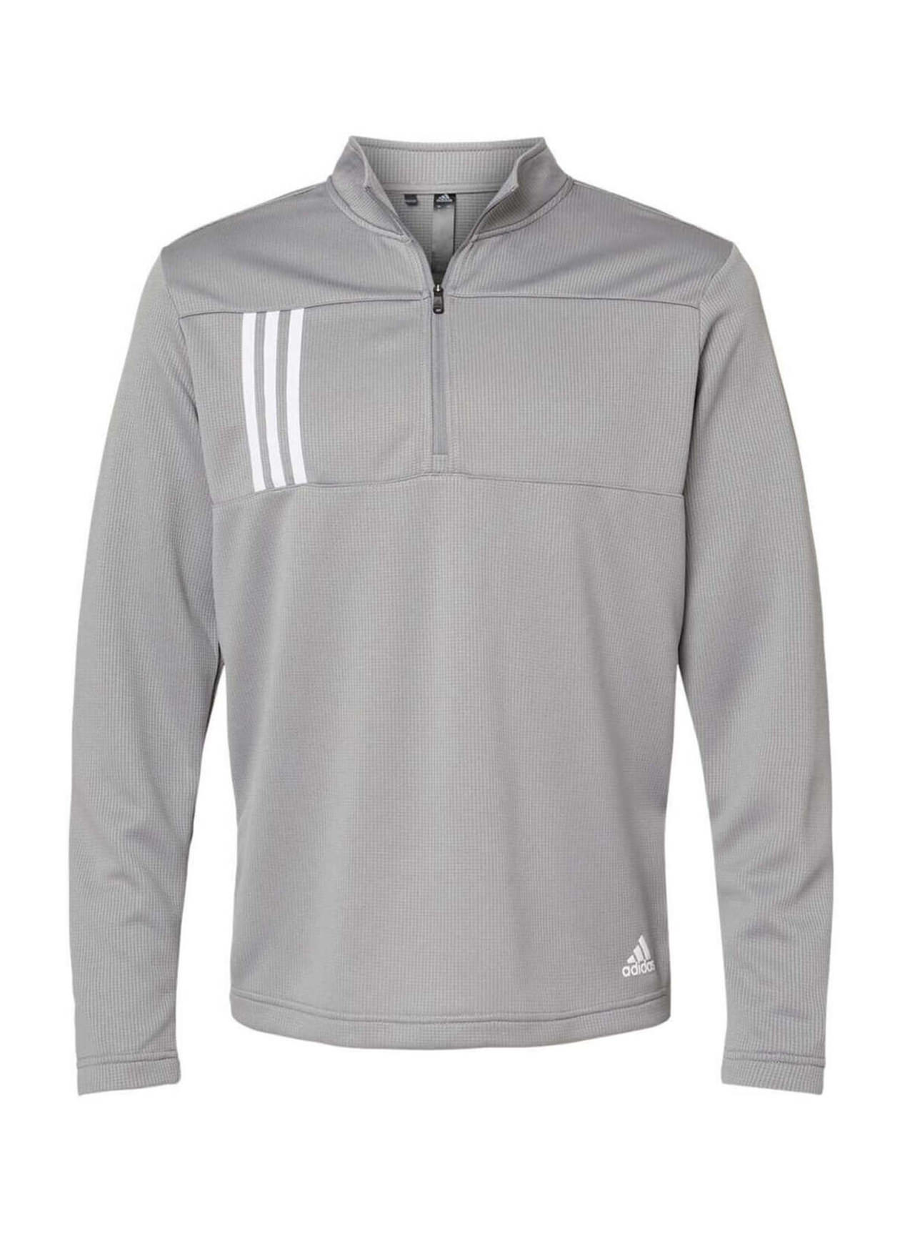 Men's Adidas 3-Stripes Double Knit Quarter-Zip Pullover Grey Three / White