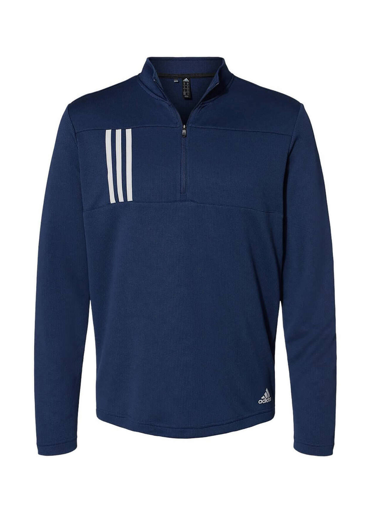 Men's Adidas 3-Stripes Double Knit Quarter-Zip Pullover Team Navy Blue / Grey