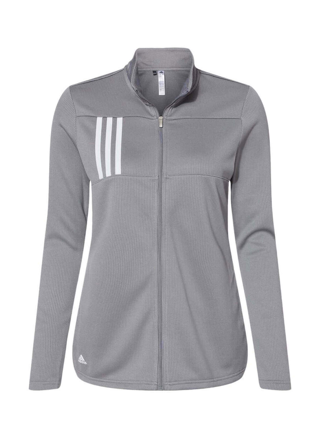 Women's Adidas 3-Stripes Double Knit Full-Zip Sweatshirt Grey Three / White