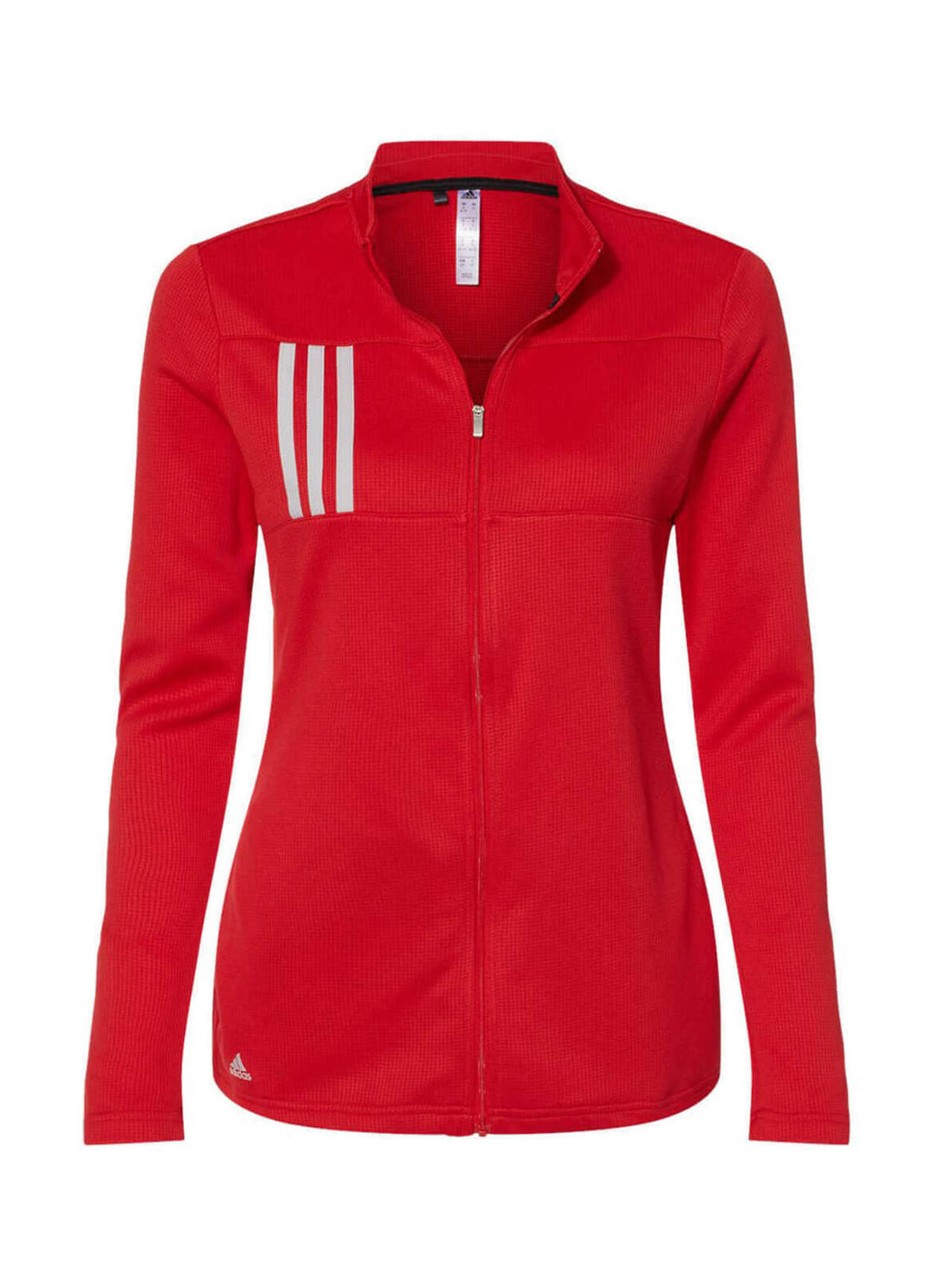 Women's Team Collegiate Red / Grey Two Adidas 3-Stripes Double Knit Full-Zip Sweatshirt