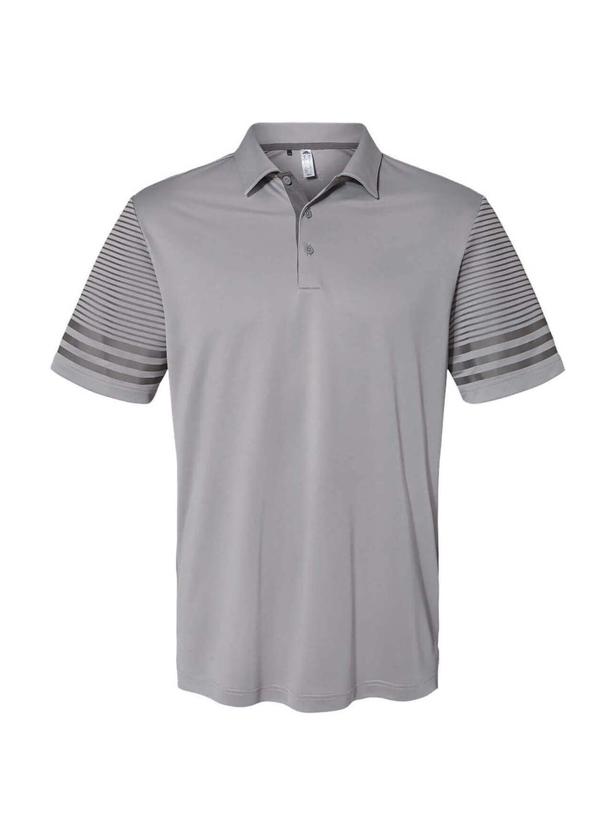 Embroidered Adidas Men's Grey Three-Grey Five Striped Sleeve Polo ...