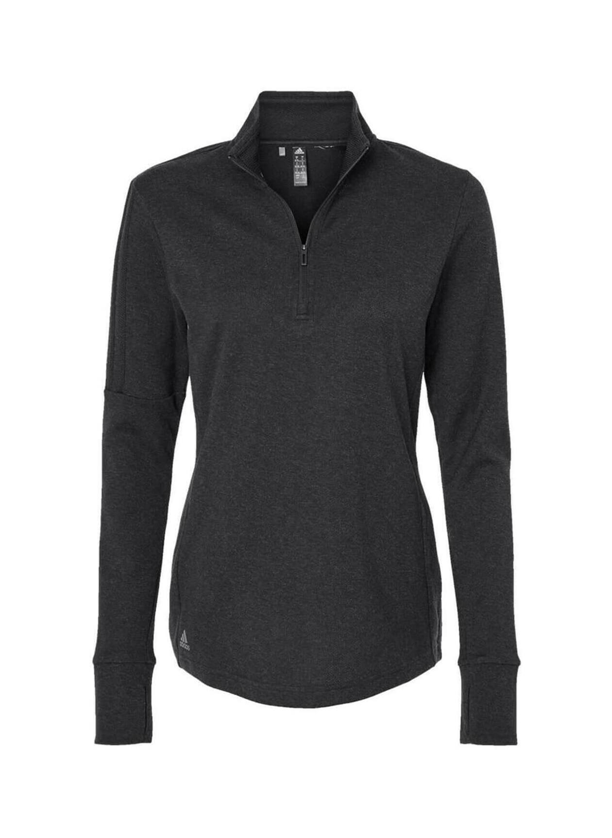 Custom Quarter Zip | Adidas Women's Black Melange 3-Stripes Quarter-Zip