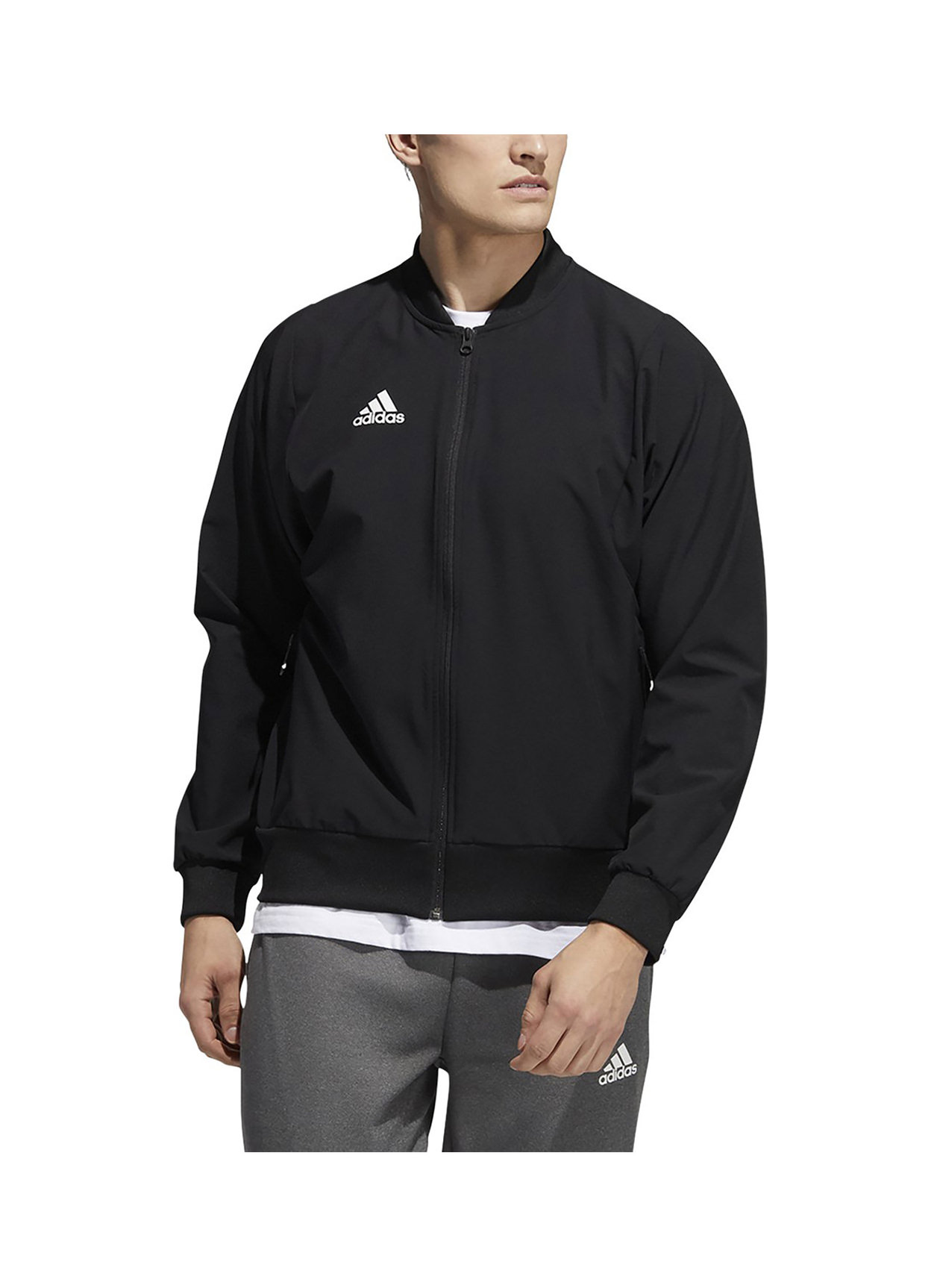 Adidas Men's Black / White Sideline 21 Woven Bomber Jacket