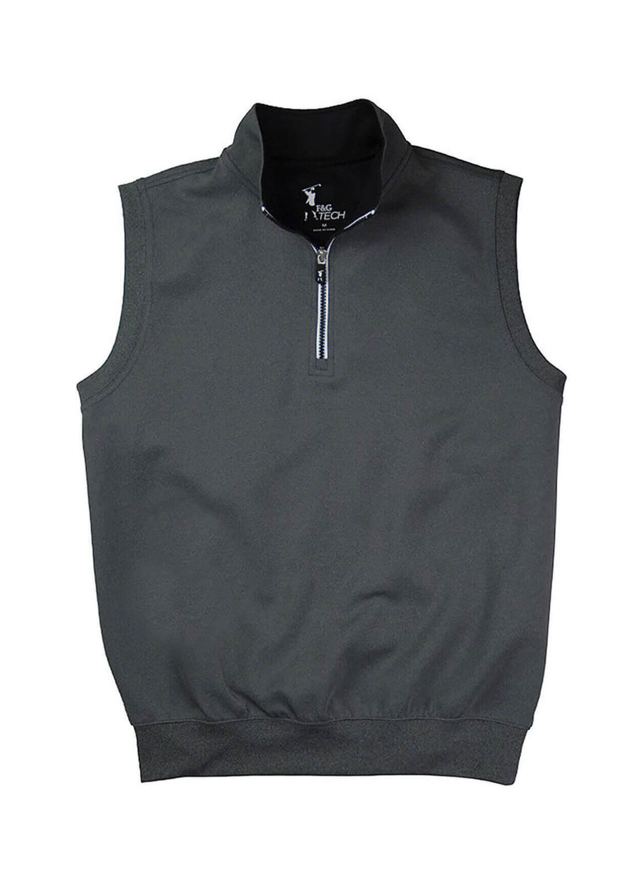 Fairway and Greene Men's Dark Shadow / Grey Heather Tech Solid Quarter-Zip Vest