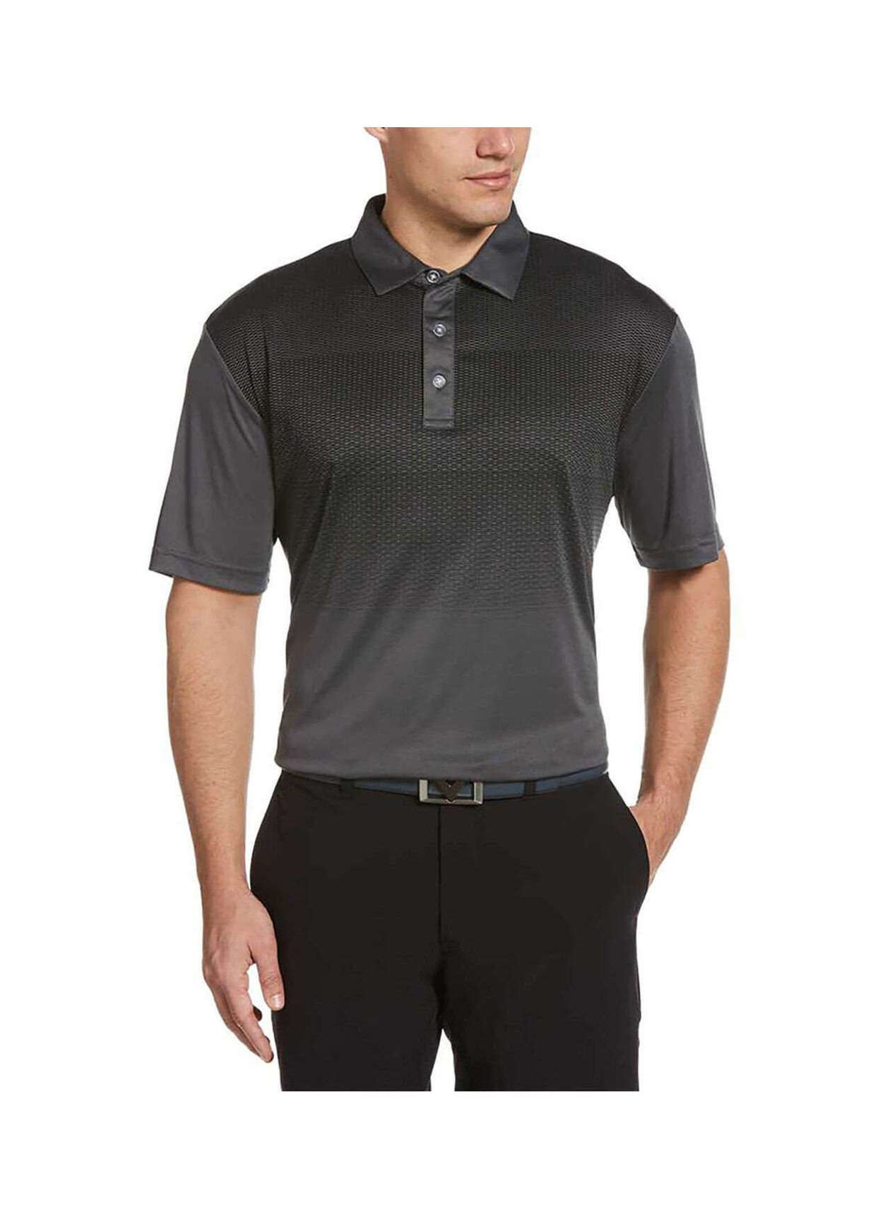 Embroidered Callaway Men's Black Golf Geo Print Polo Custom Vest