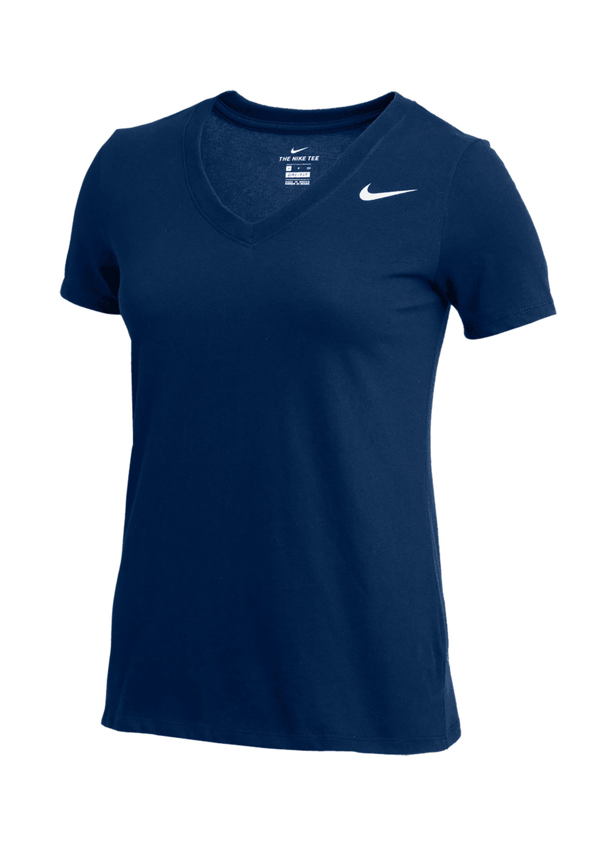 NIKE Women's Df Indy V-Neck Bra T-Shirt, Diffused Blue/Midnight