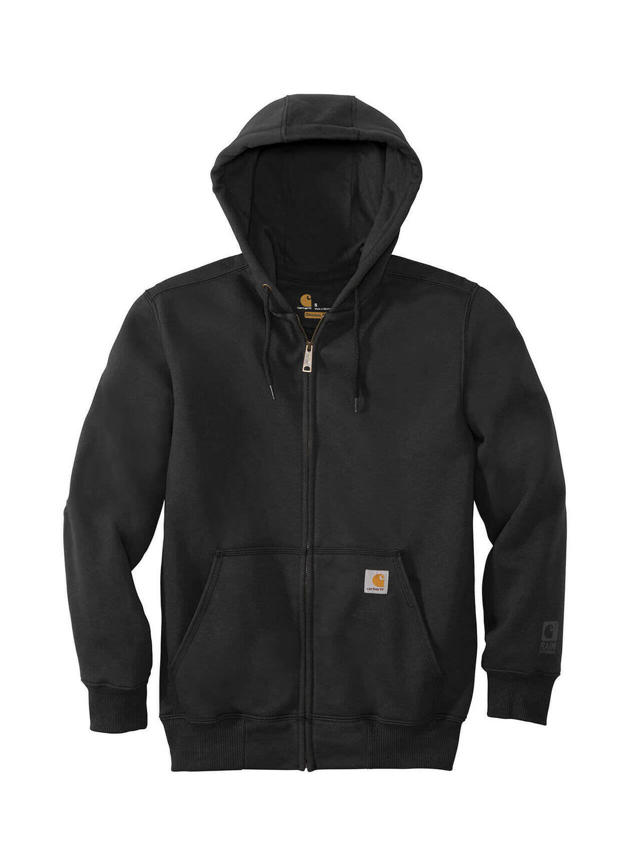 Carhartt Men's Black Rain Defender Paxton Heavyweight Hooded Zip-Front  Sweatshirt