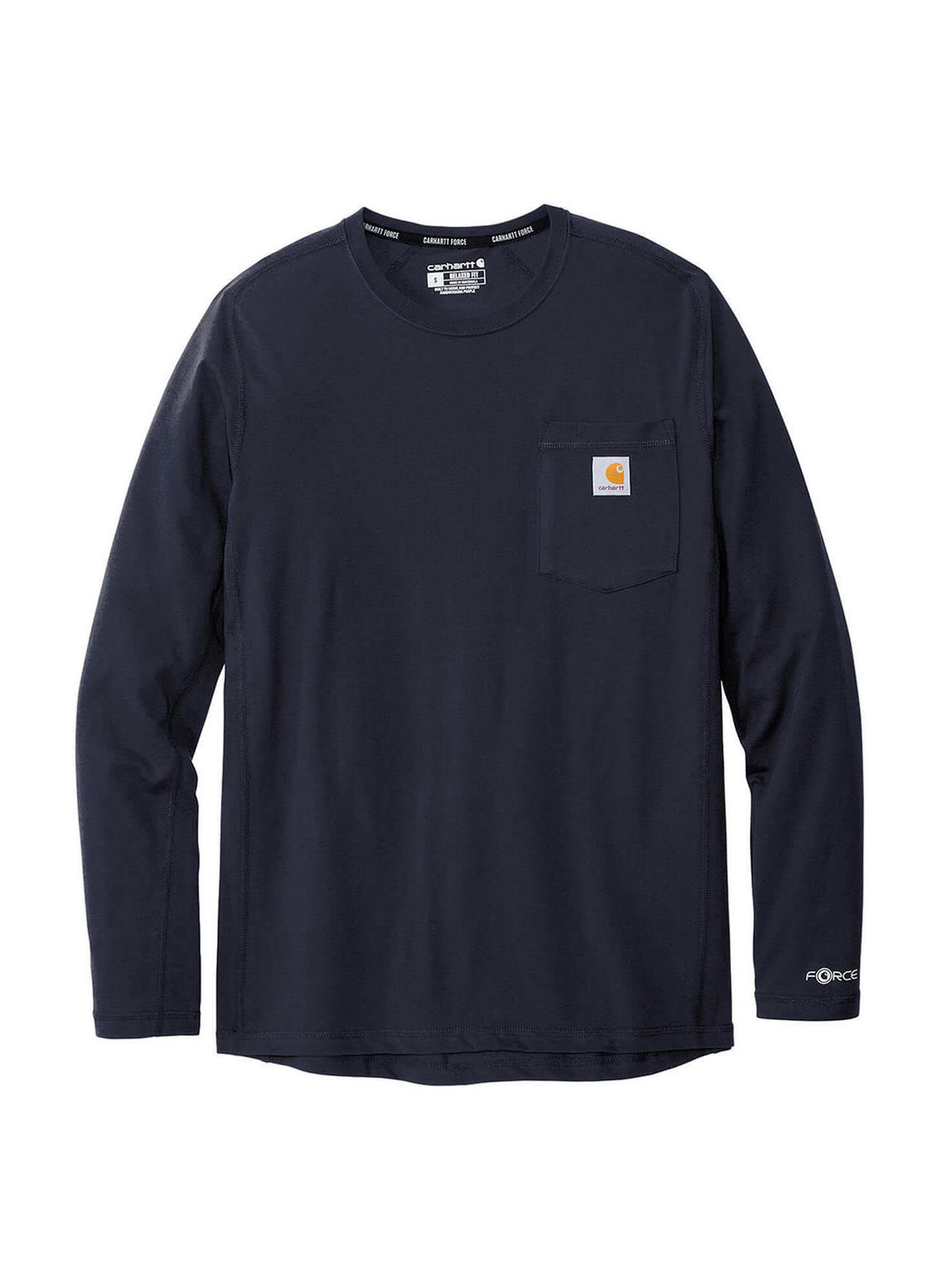 Branded Carhartt Men's Navy Force Long-Sleeve Pocket T-Shirt