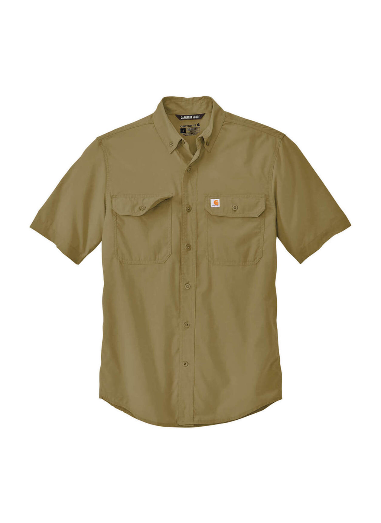 Carhartt Men's Dark Khaki Force Solid Short-Sleeve Shirt