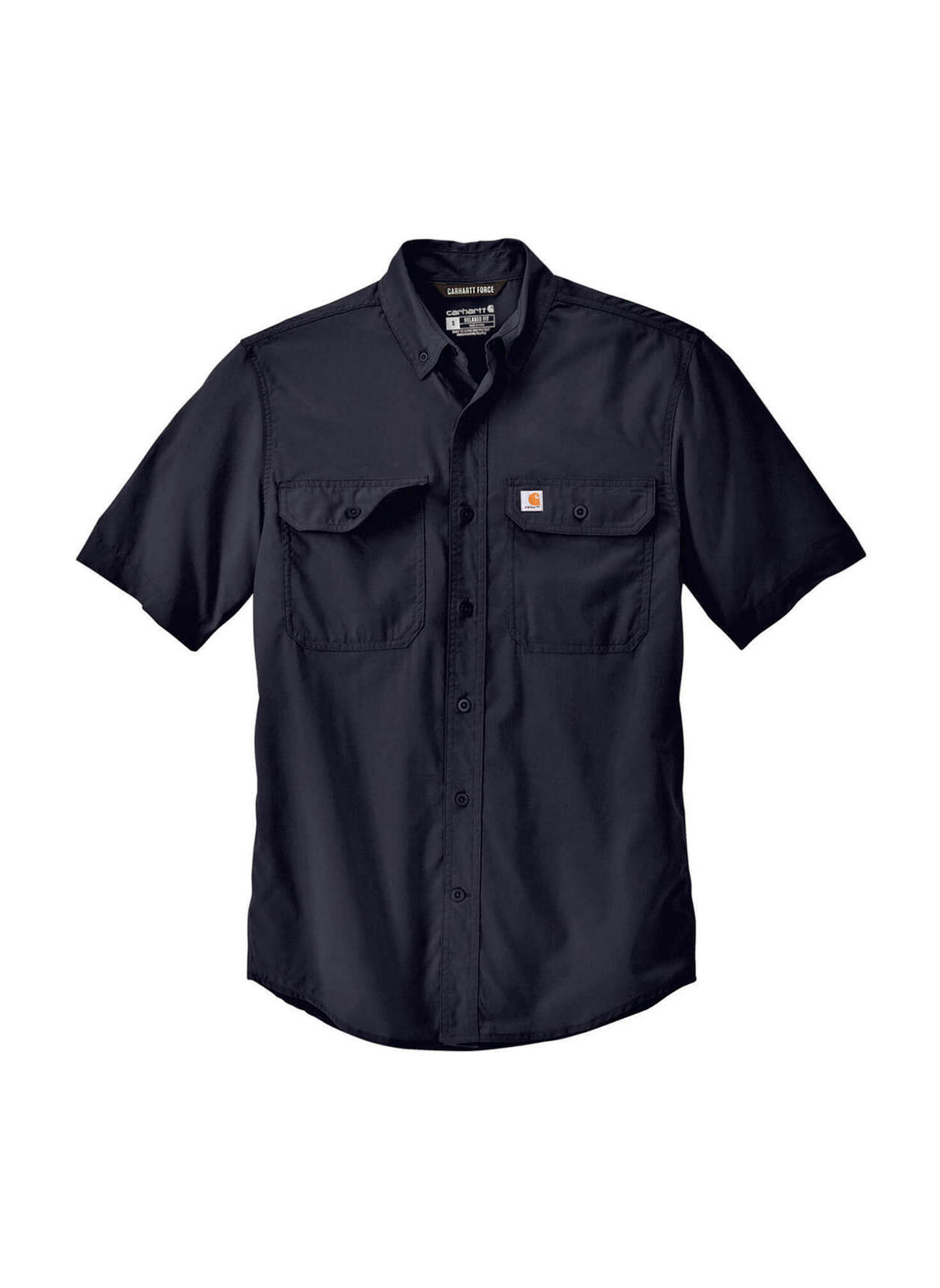 Carhartt Men's Navy Force Solid Short-Sleeve Shirt | Logo Work Shirts