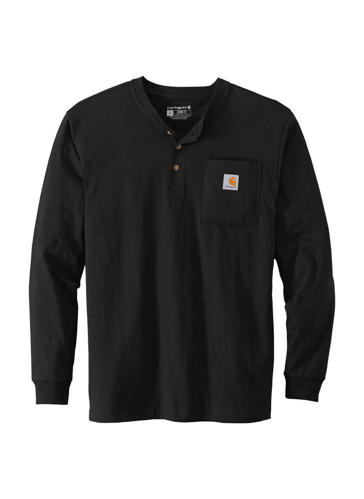 Custom T-shirts | Screen Printed Black Carhartt Long-Sleeve Shirt Men\'s Henley T