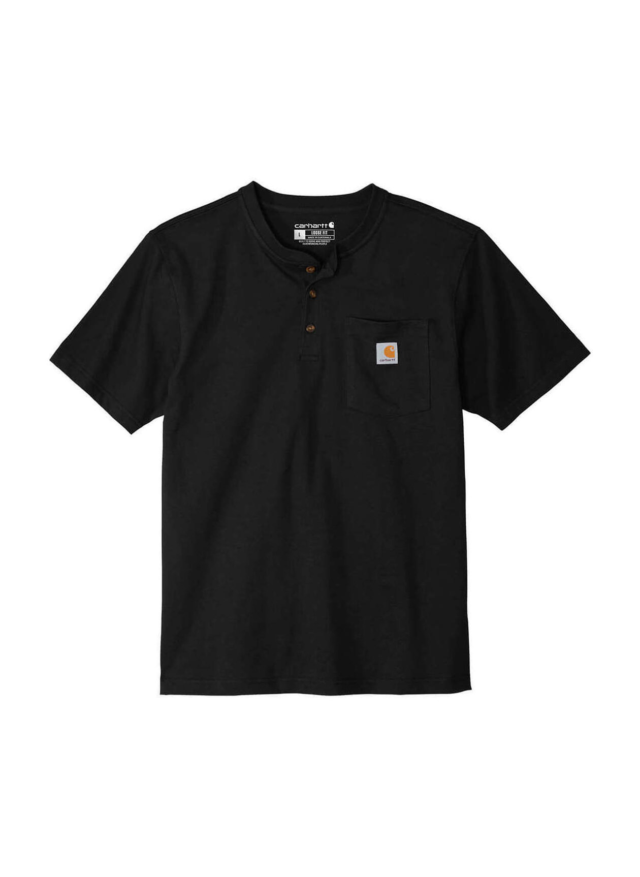 Custom T-shirts | Screen Printed Carhartt Men's Black Henley T-Shirt